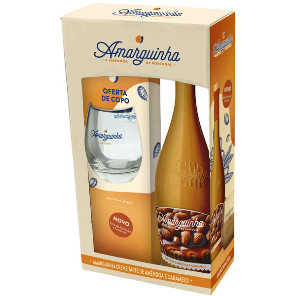 Amarguinha Licor Creme Tarte de Amêndoa e Caramelo com Copo