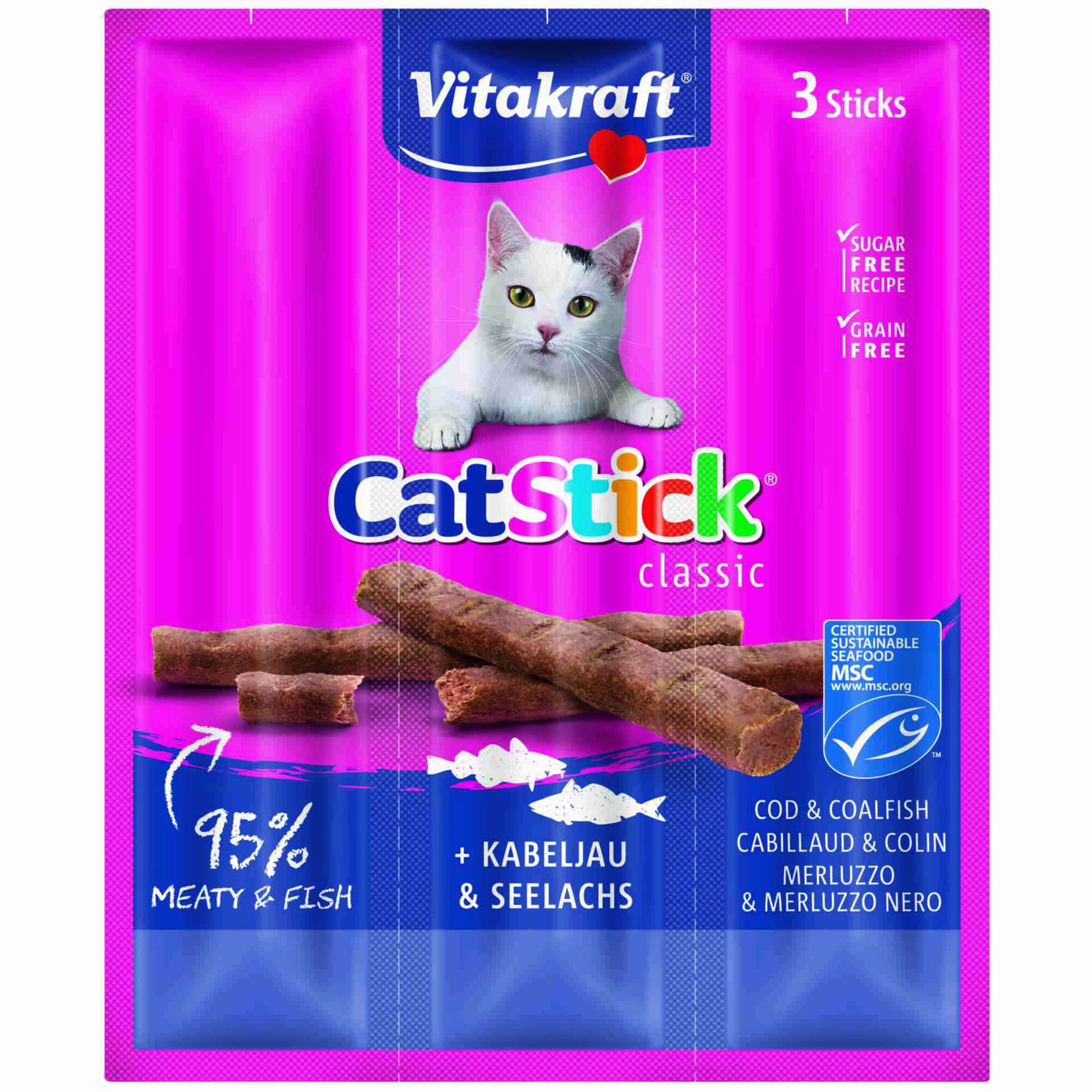 Snack para Gato Stick Mini Bacalhau e Atum