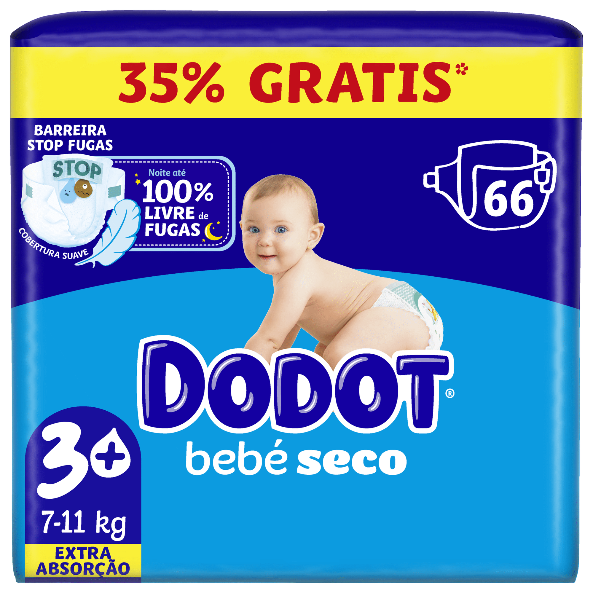 Fraldas Beb&eacute; Seco Extra 7-11kg T3+ Dodot
