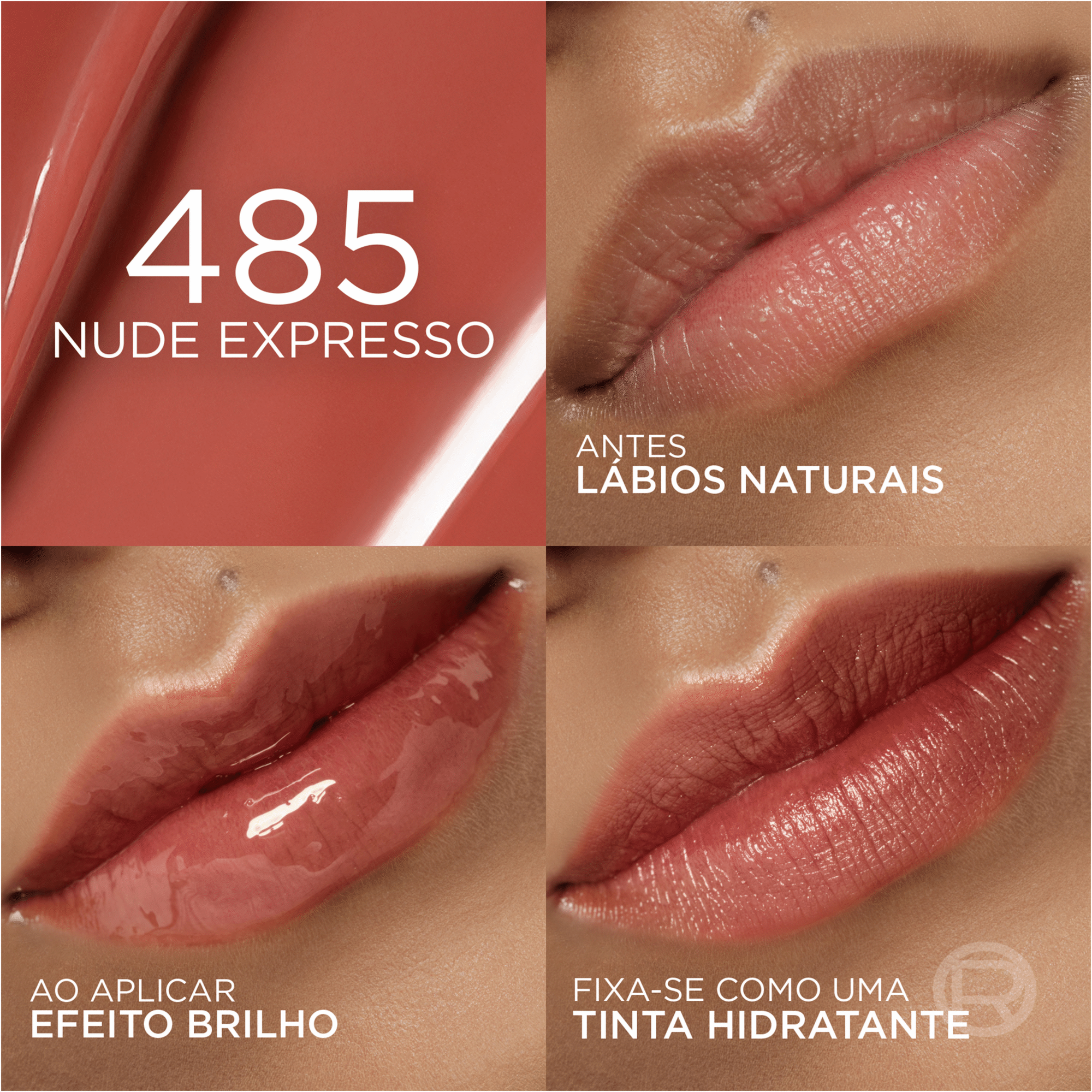 Batom L&iacute;quido Hyaluron Tint Nude Espresso 580 L'Or&eacute;al Paris