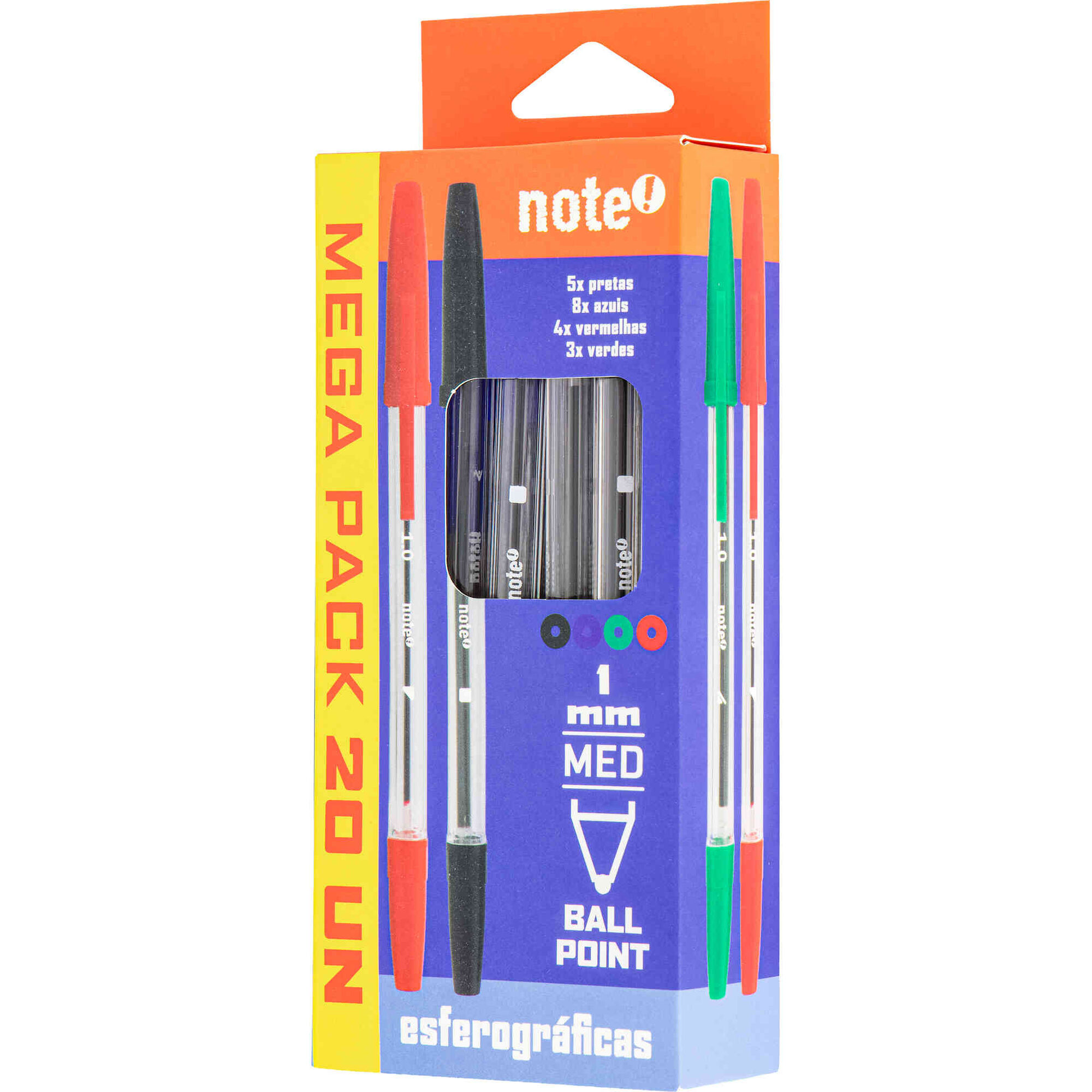 Conjunto 20 Esferogr&aacute;ficas Ball Point 1mm Note!