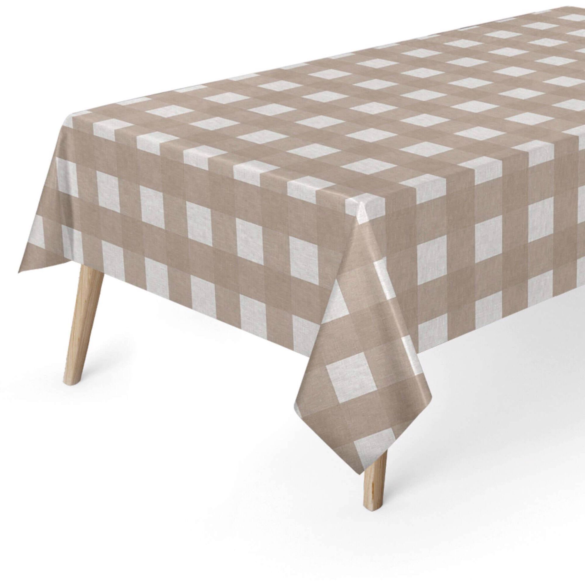 Toalha Mesa PVC Xadrez Bege Kasa