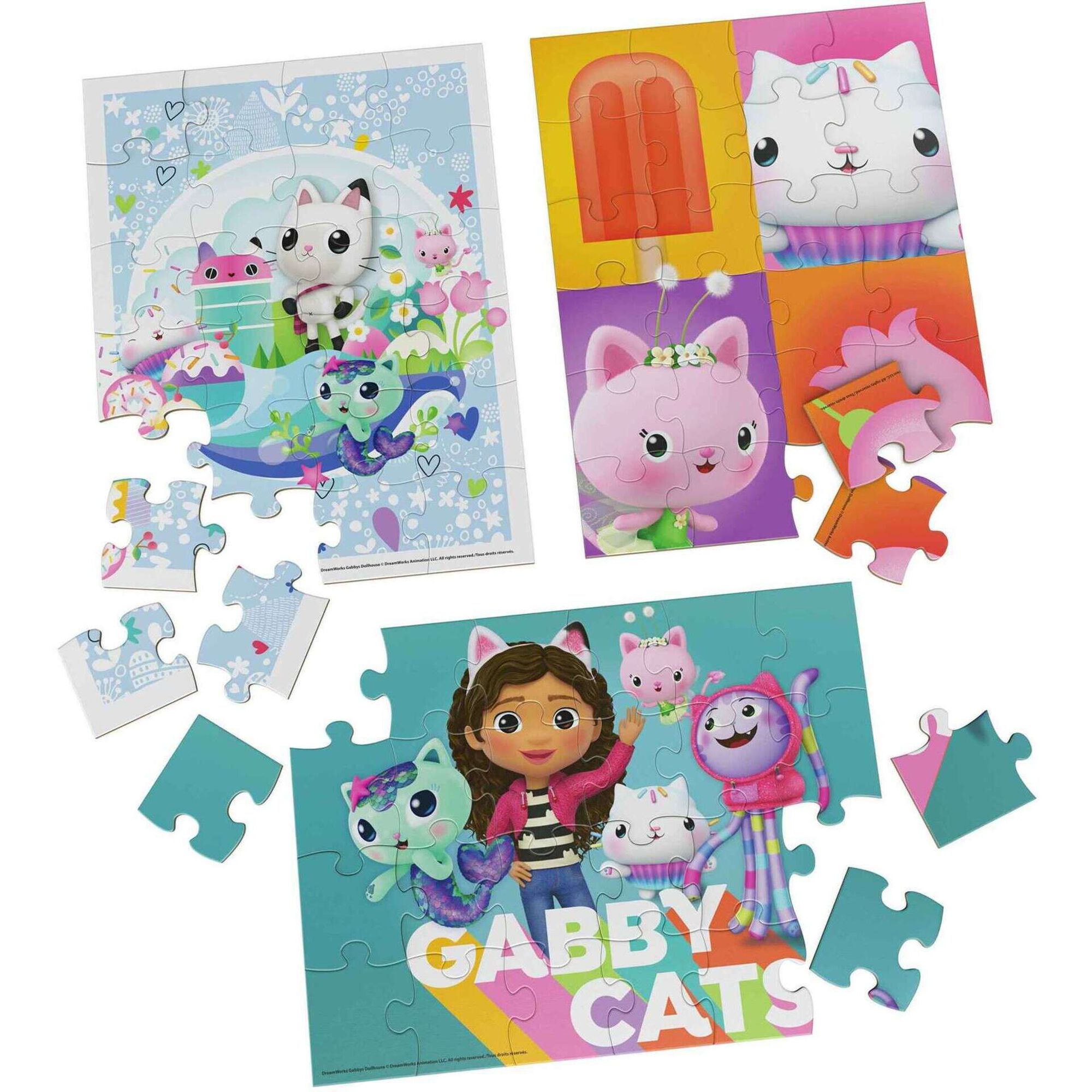 Gabby's Dollhouse - Conjunto 3 Puzzles de Madeira 3 x 24 Pe&ccedil;as