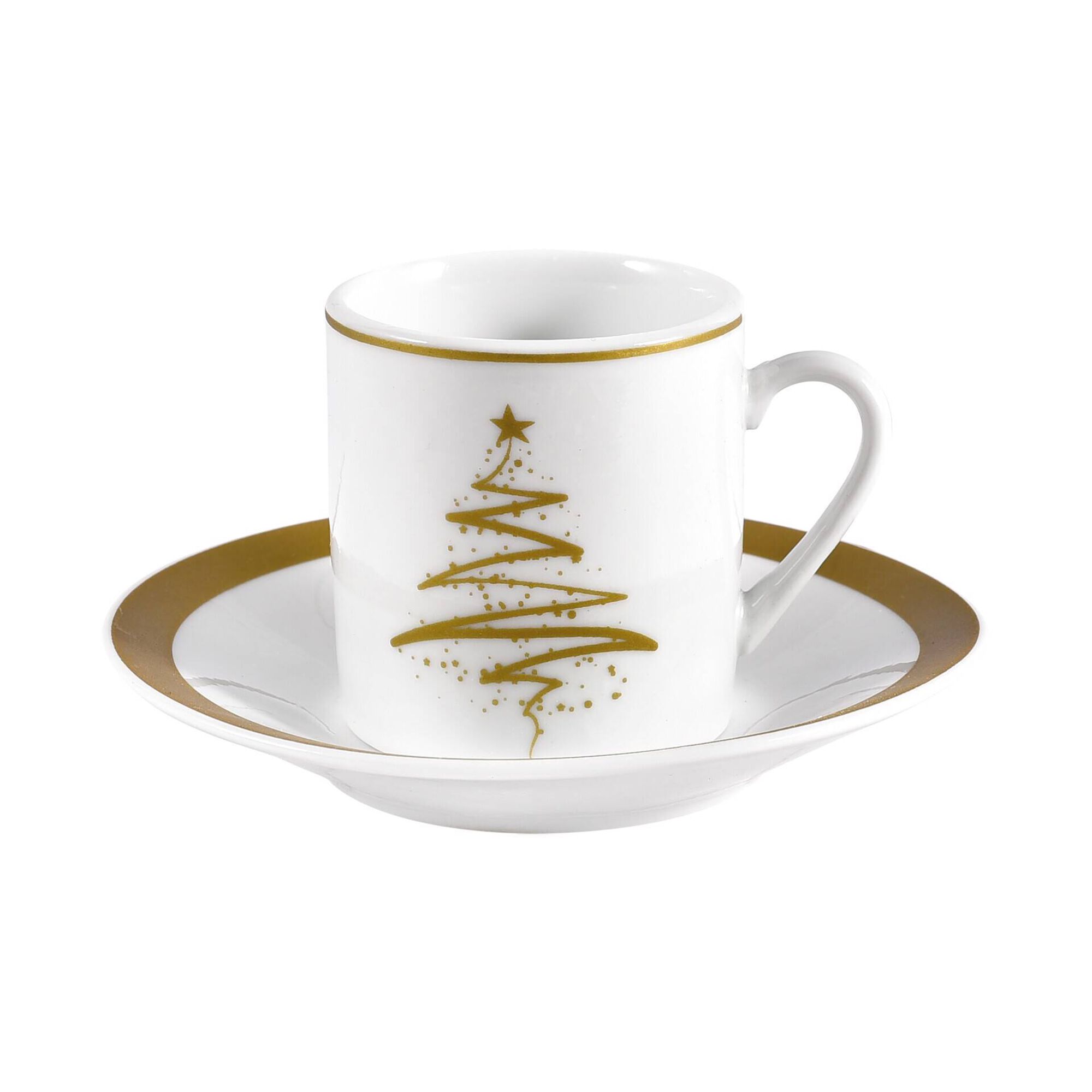 Conjunto 4 Chávenas Café 80ml Tree Dourado