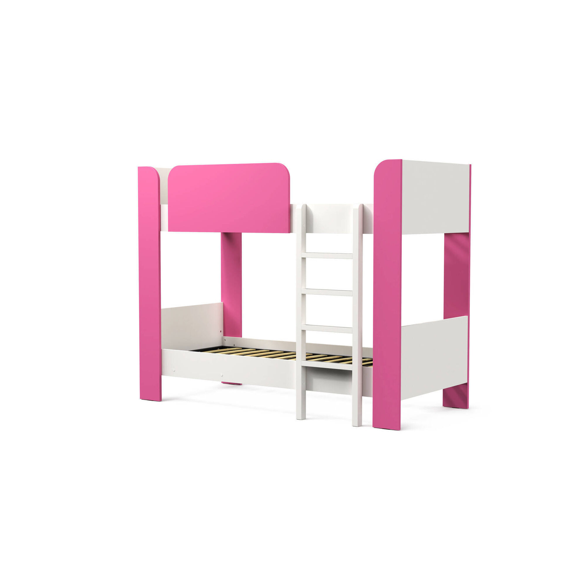 Beliche com Estrados 80x195cm Branco e Rosa Play