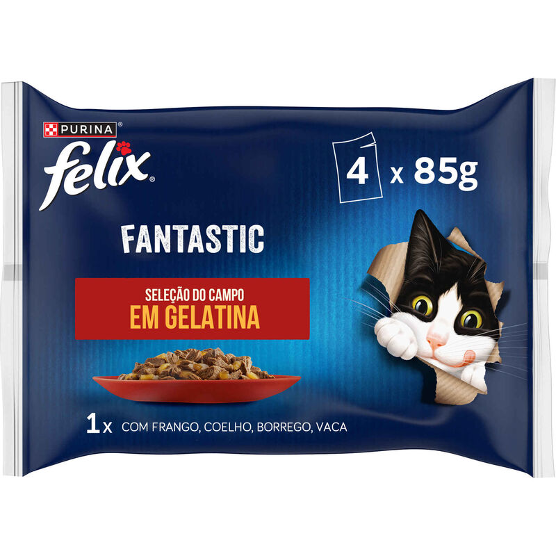 Purina Felix Comida Húmida para Gato Fantastic Seleção do Campo em Gelatina Purina Felix
