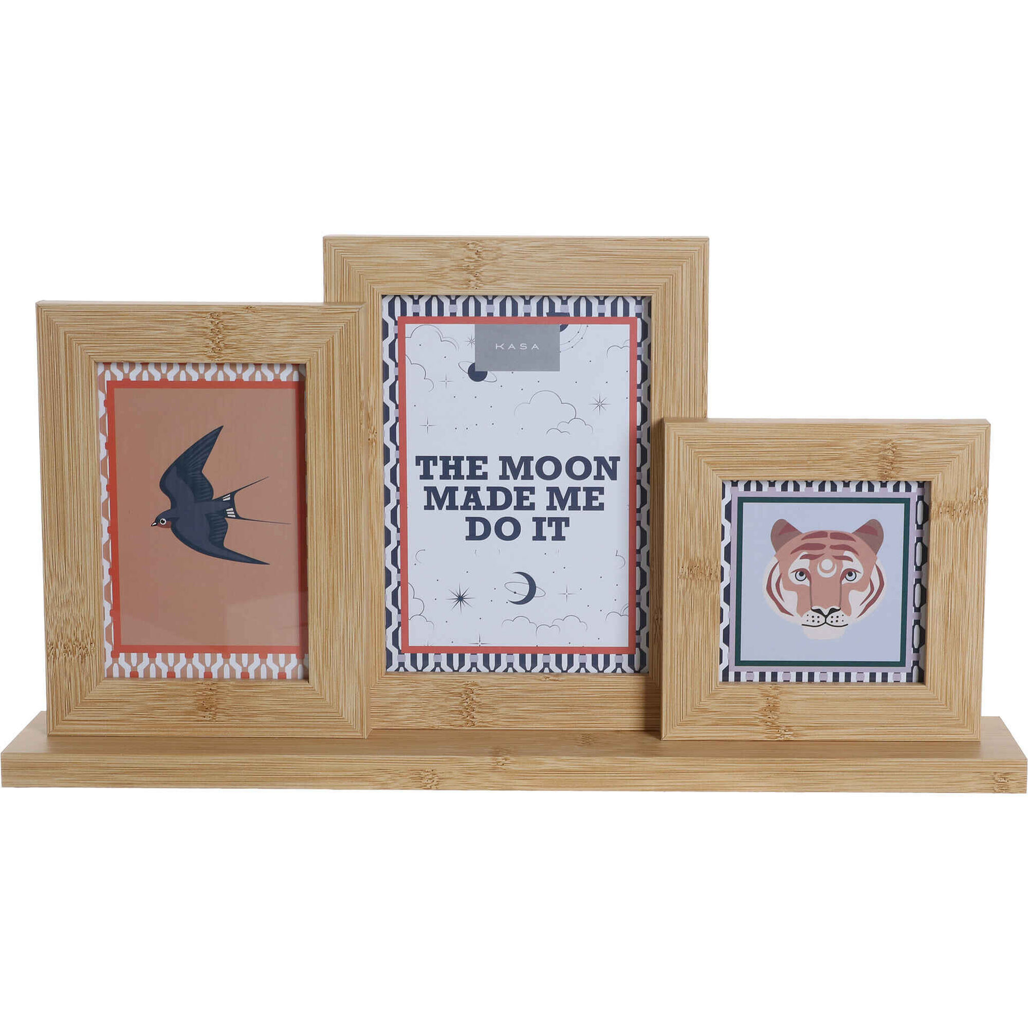 Multifotos 3 Fotos com Base Madeira