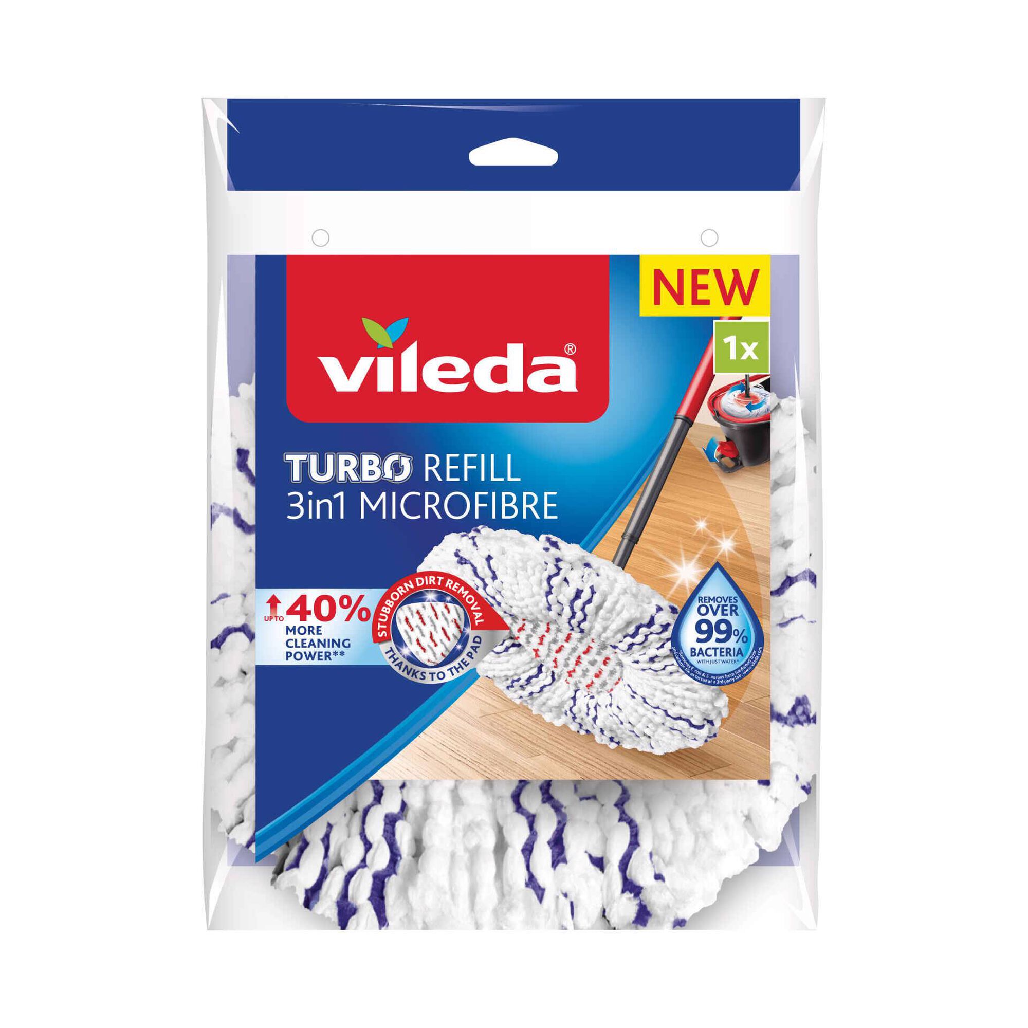 Recarga Esfregona Tiras Microfibra Brancas e Azuis Turbo 3 em 1