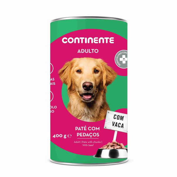Comida Húmida para Cão Adulto Pedaços Paté Vaca Continente