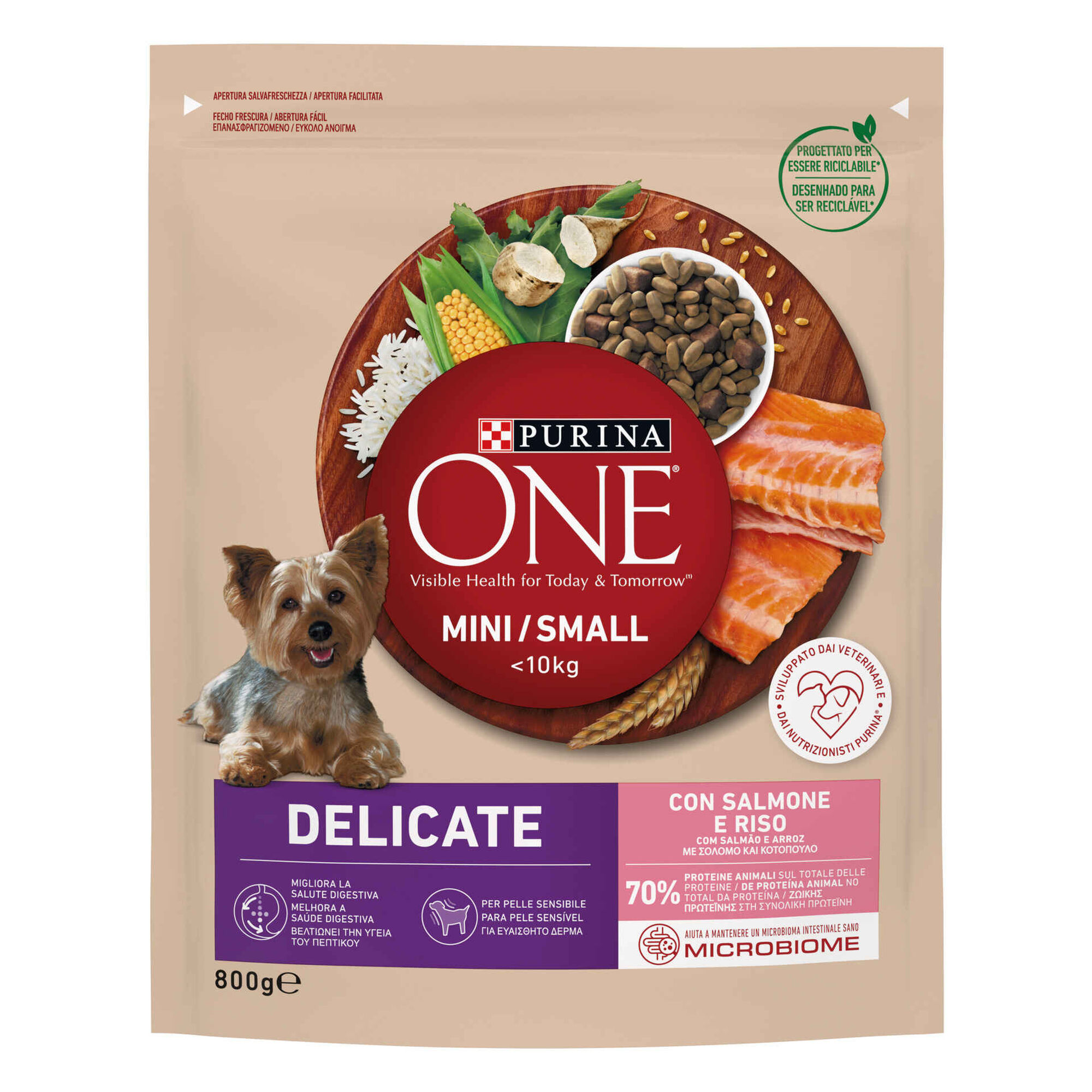 Ra&ccedil;&atilde;o para C&atilde;o Adulto Mini Delicate Salm&atilde;o e Arroz Purina One Mini