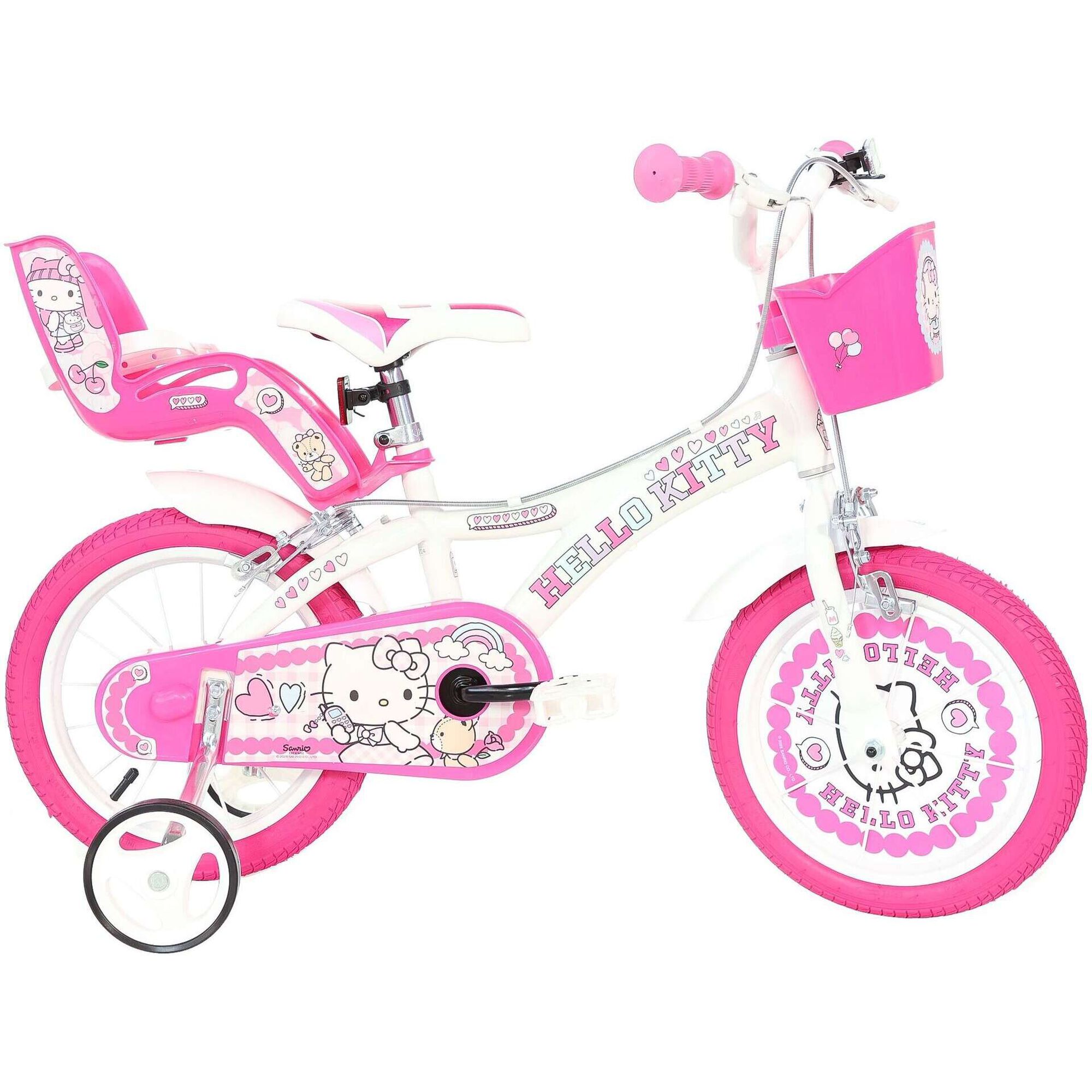 Bicicleta Crian&ccedil;a com Cesto 14'' 4-6 Anos Hello Kitty