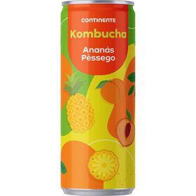 Bebida Kombucha em Lata Anan&aacute;s e P&ecirc;ssego Continente