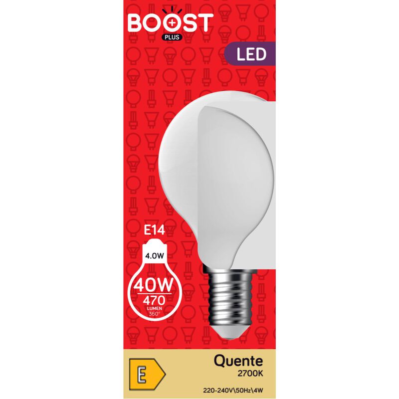 Lâmpada LED Esférica E14 2700K 40W Boost