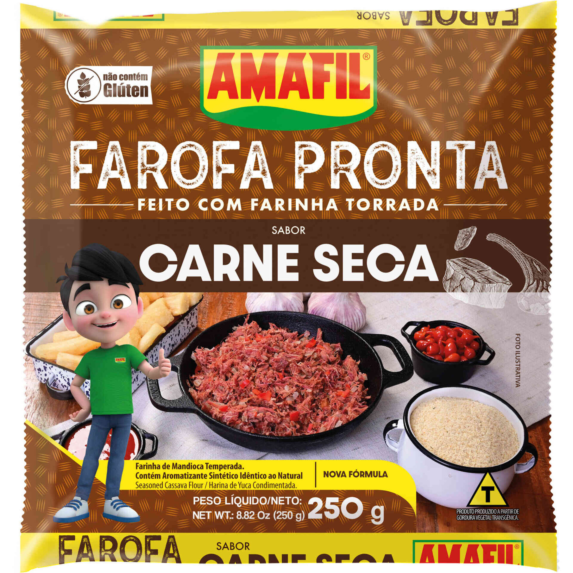 Farofa de Mandioca Sabor Carne Seca Amafil