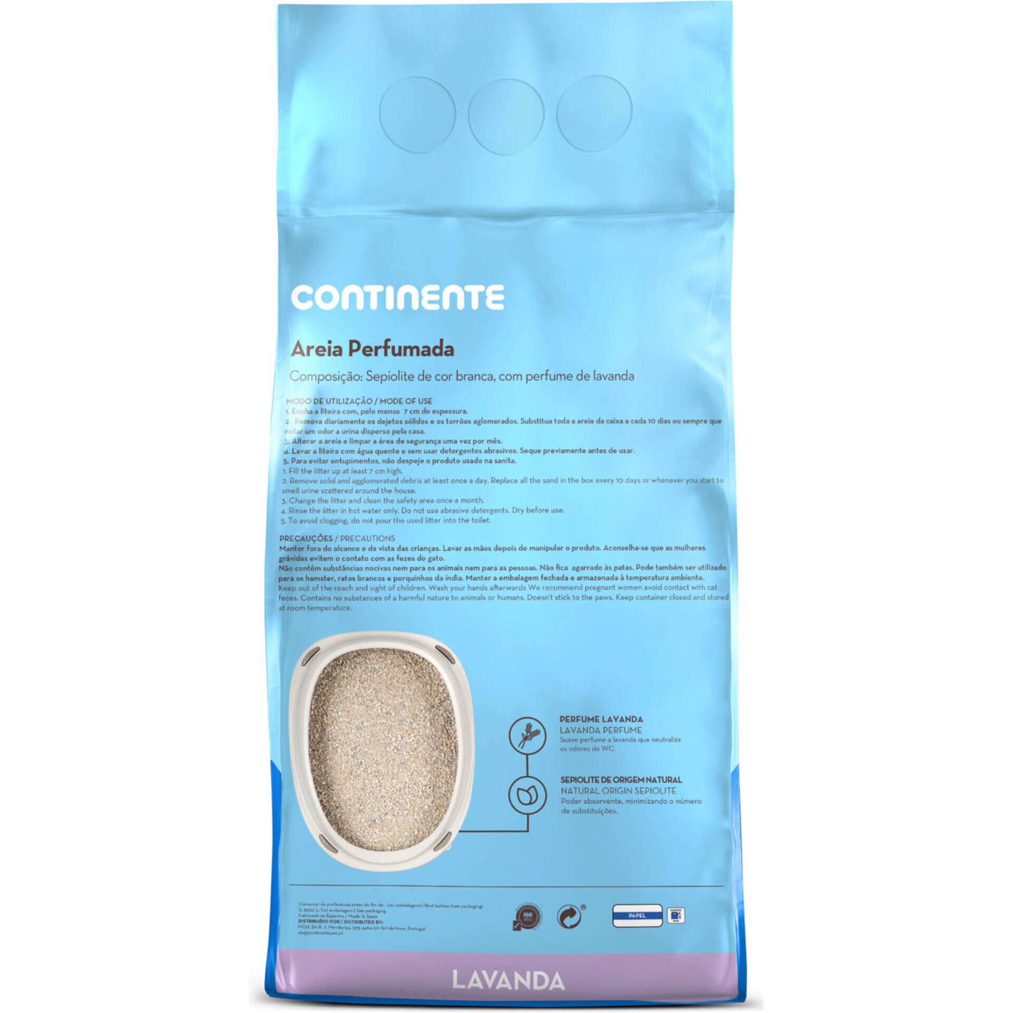 Areia Absorvente Perfumada Lavanda Continente Pet Basic