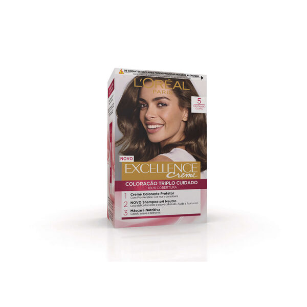 Coloração Permanente Creme Castanho Claro 5 LOréal Paris Excellence