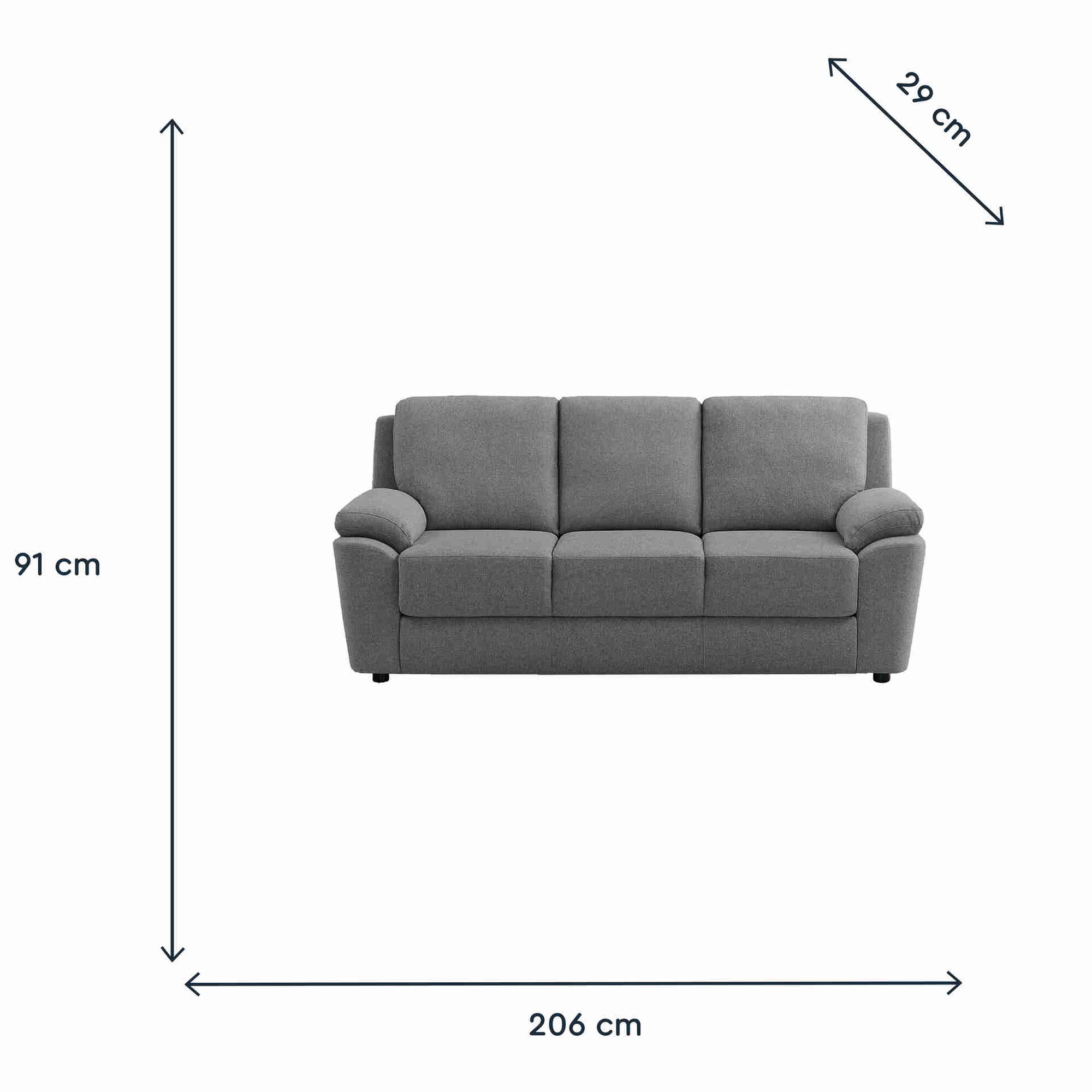 Sofá 3 Lugares Cinza Mistik