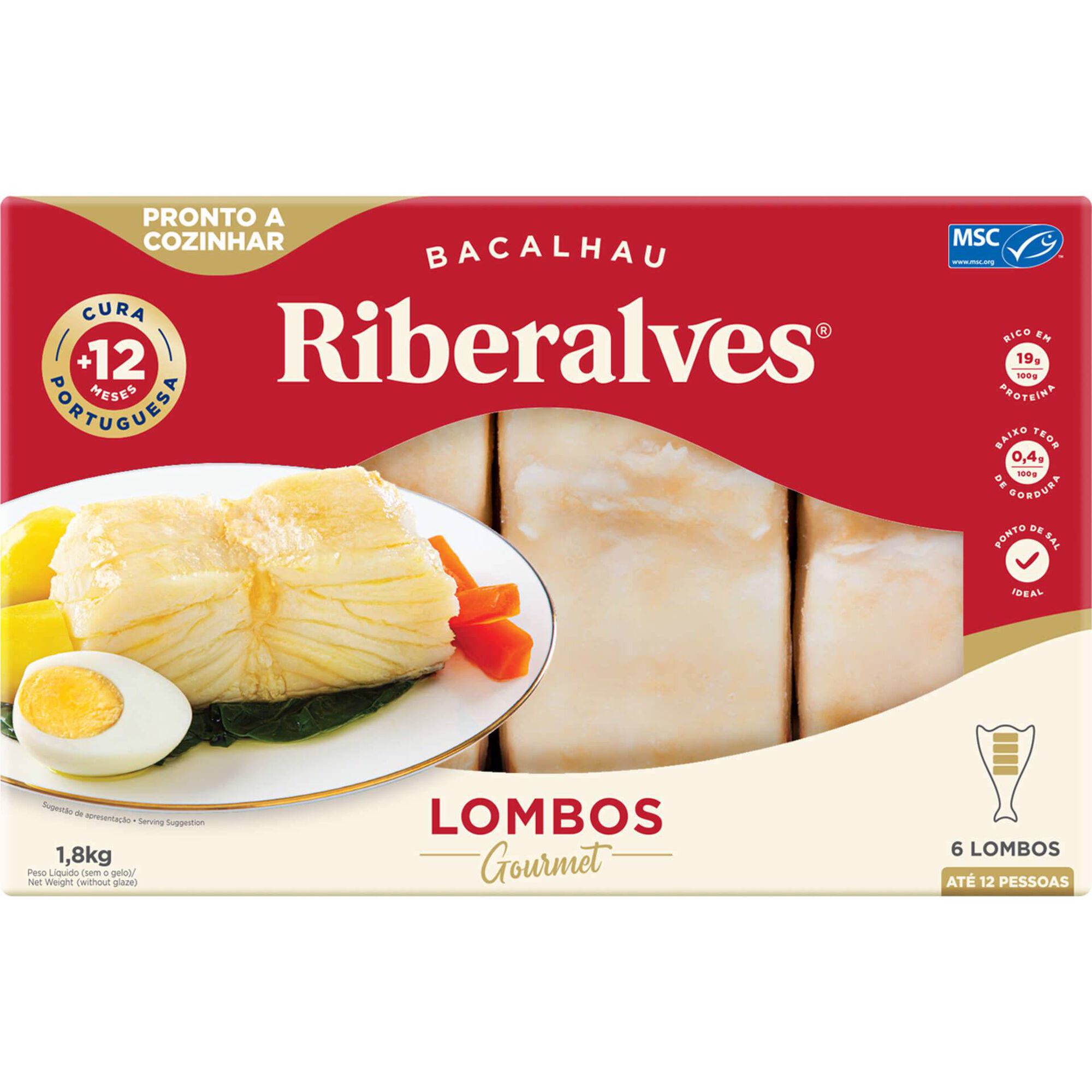Lombos de Bacalhau Congelado MSC 12 Meses Cura