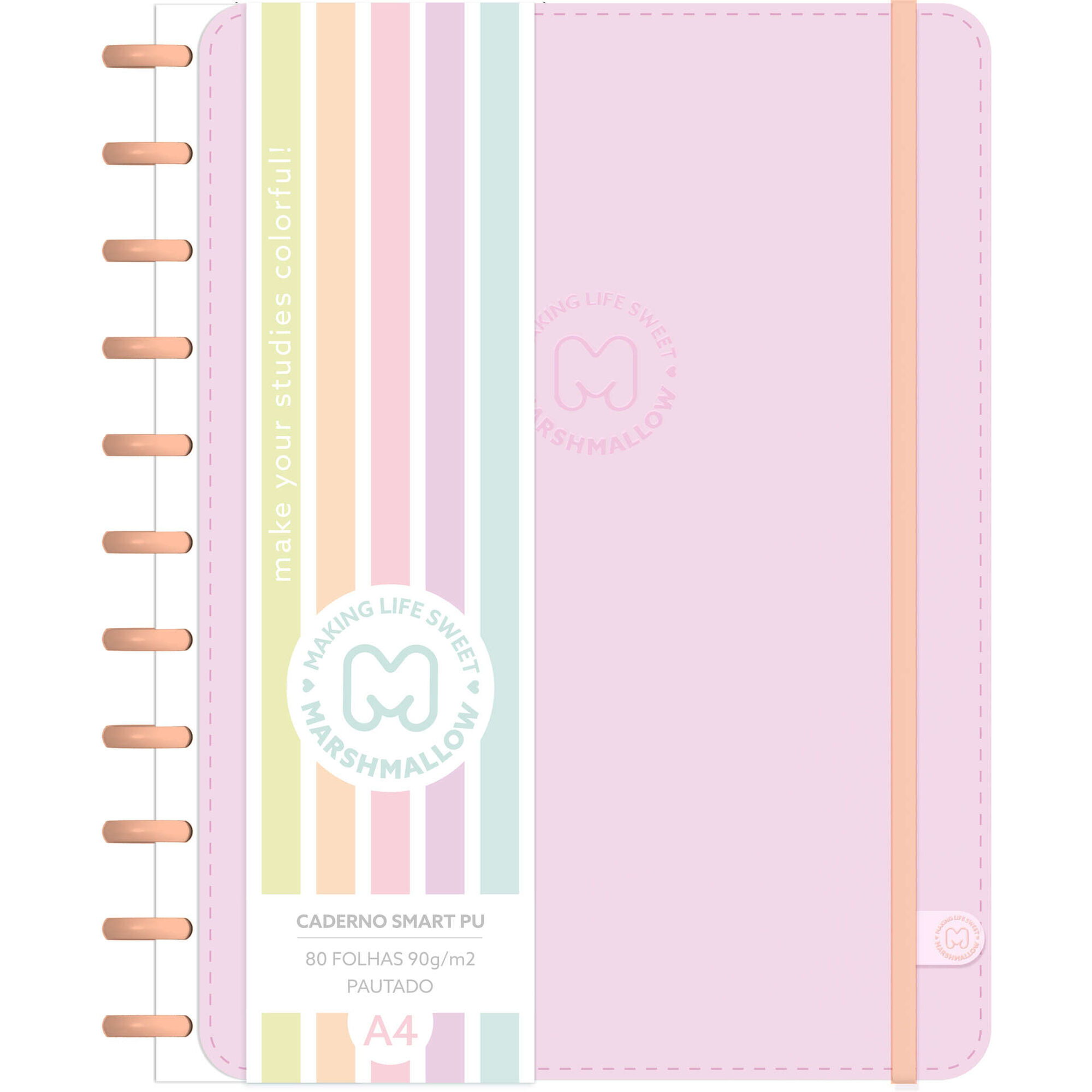 Caderno Smart Espiral A4 Pautado (v&aacute;rias cores) Marshmallow