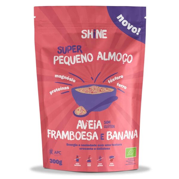 Pequeno Almoço Aveia, Framboesa e Banana sem Glúten Shine