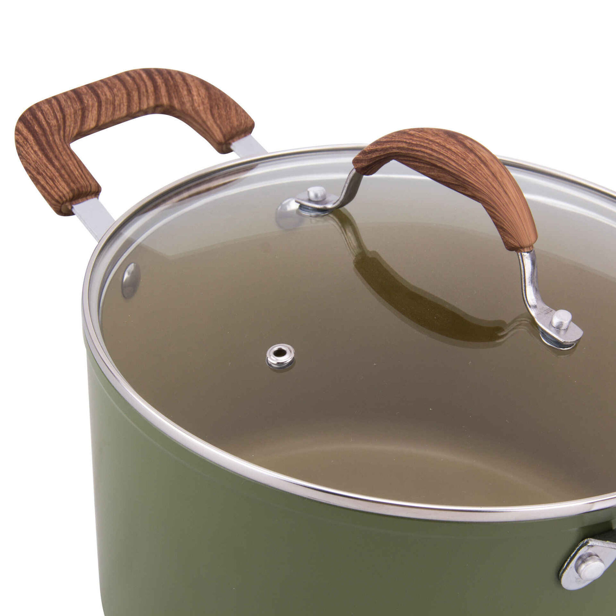 Ca&ccedil;arola Antiaderente Alum&iacute;nio com Asas 24cm Verde Oliveira Gourmet Kasa