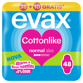 Pensos Higi&eacute;nicos Cottonlike Normal com Abas Evax