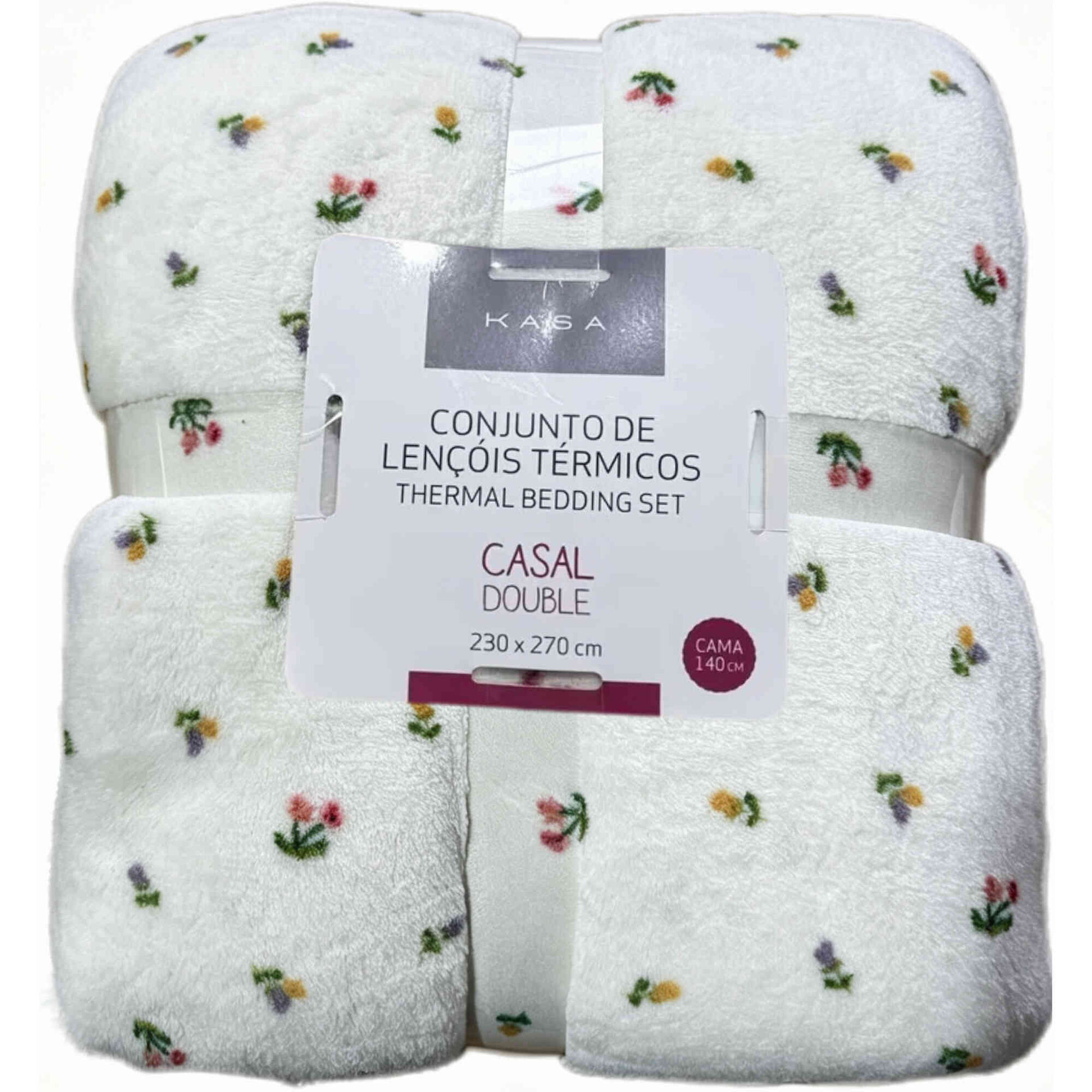 Conjunto de Len&ccedil;&oacute;is T&eacute;rmicos Coral 270x260cm Flores Casa em Flor Kasa