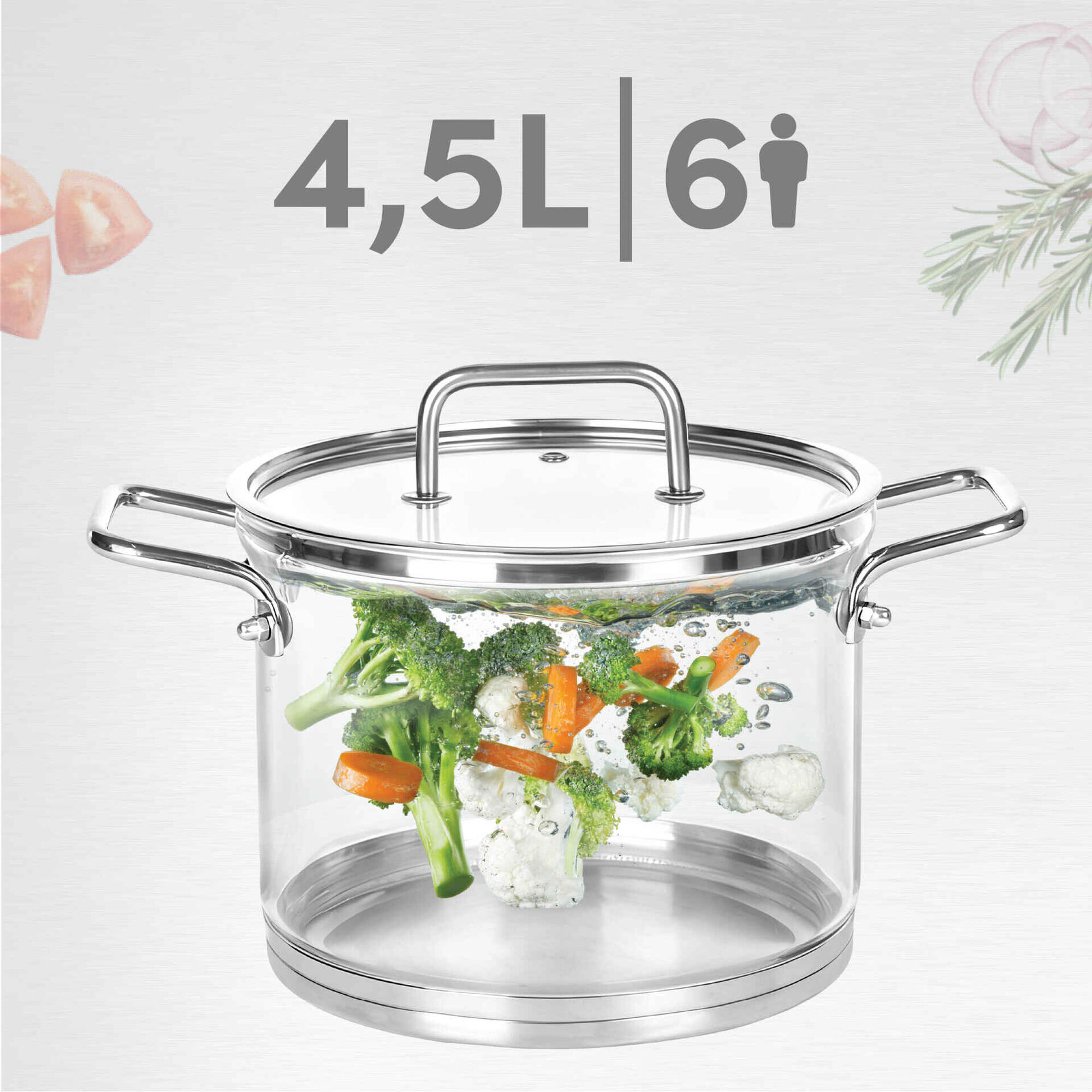 Panela Base Indu&ccedil;&atilde;o Vidro 4,5l Kasa