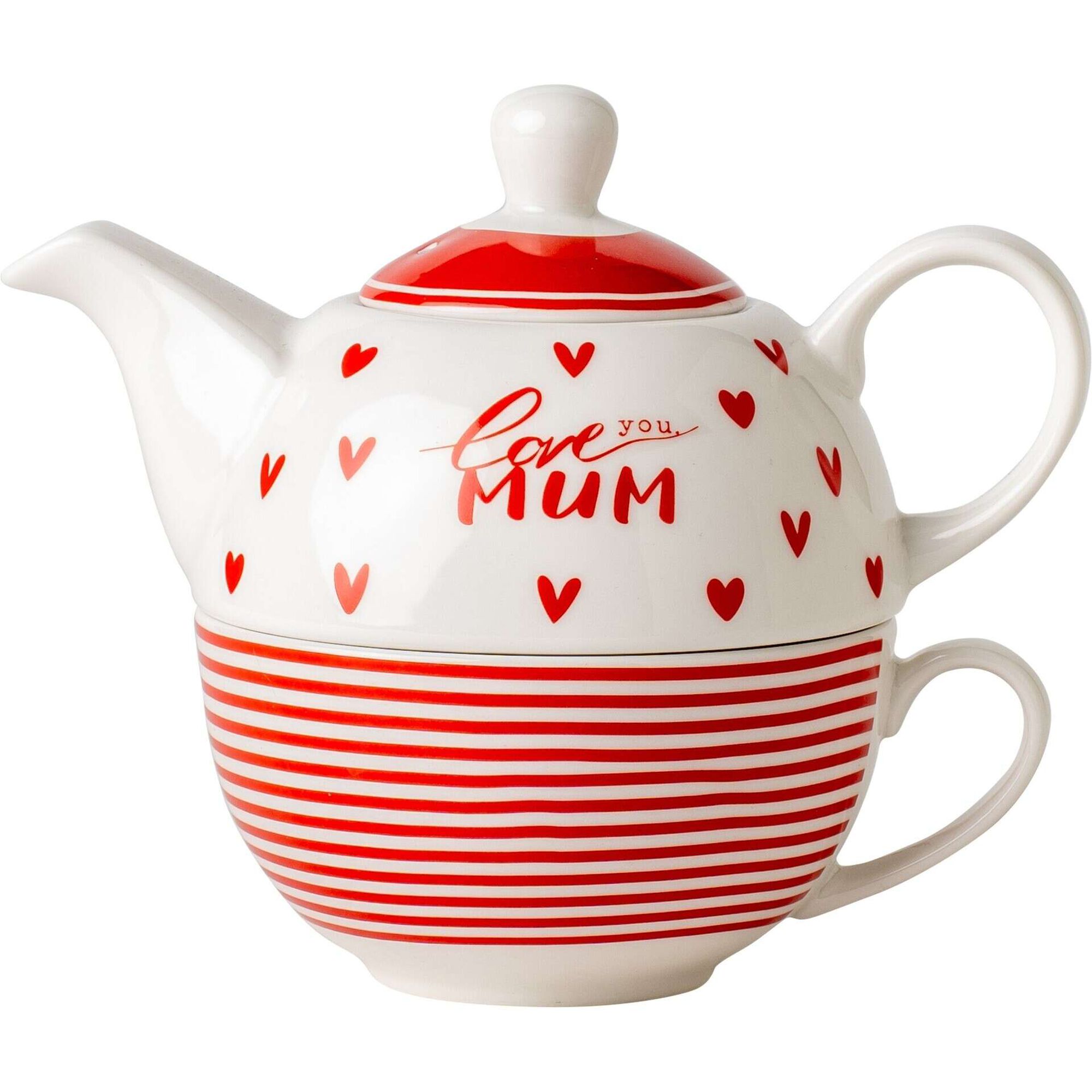 Caneca e Bule Cora&ccedil;&otilde;es Love You Mum Kasa