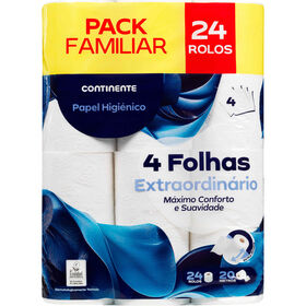 Papel Higi&eacute;nico 4 Folhas Extraordin&aacute;rio Continente
