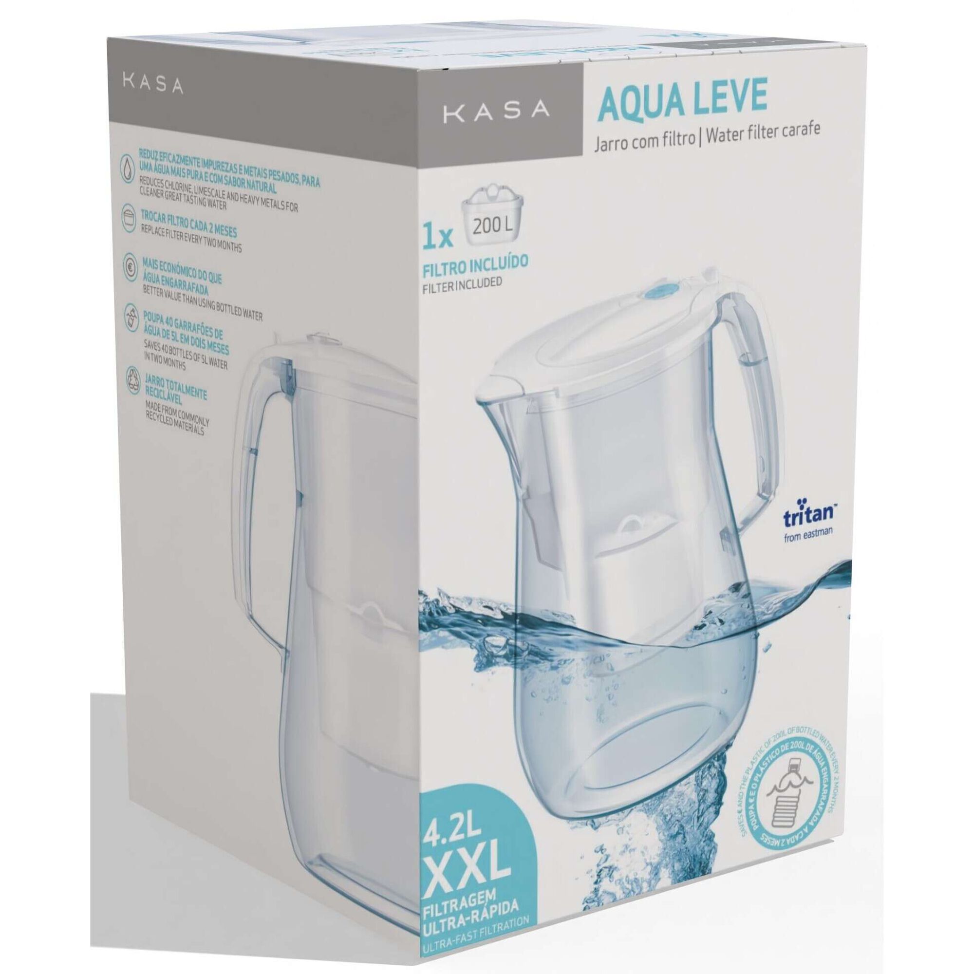 Jarro XL 4,2L com Filtro Aqua Leve Kasa