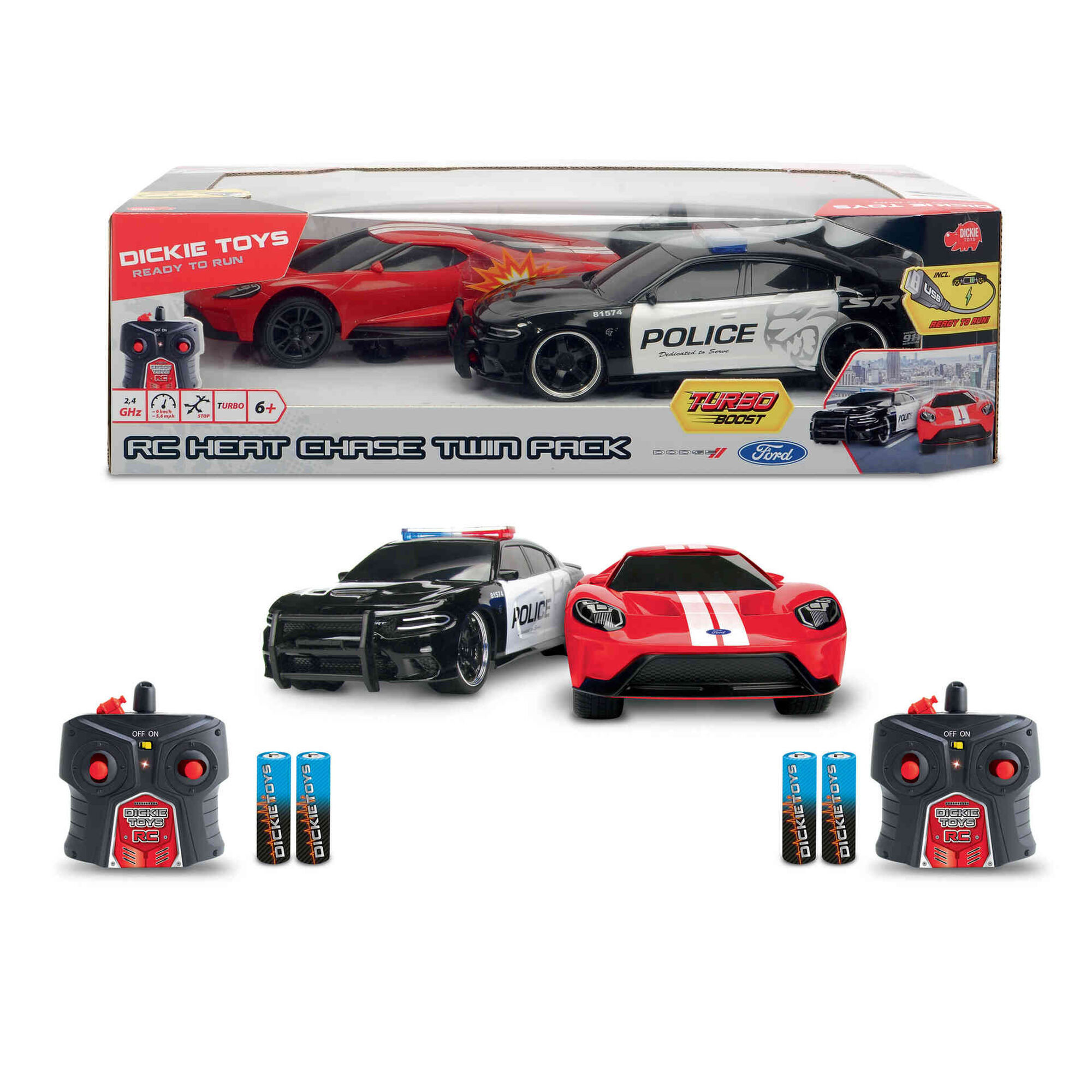 Rádio Controlo Twin Pack 1:16 - Dodge Challenger e Ford GT Rádio Controlo Twin Pack 1:16 - Dodge Challenger e Ford GT