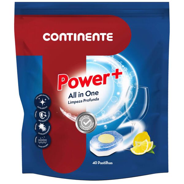 Detergente Máquina Loiça Pastilhas Power+ All in One Continente