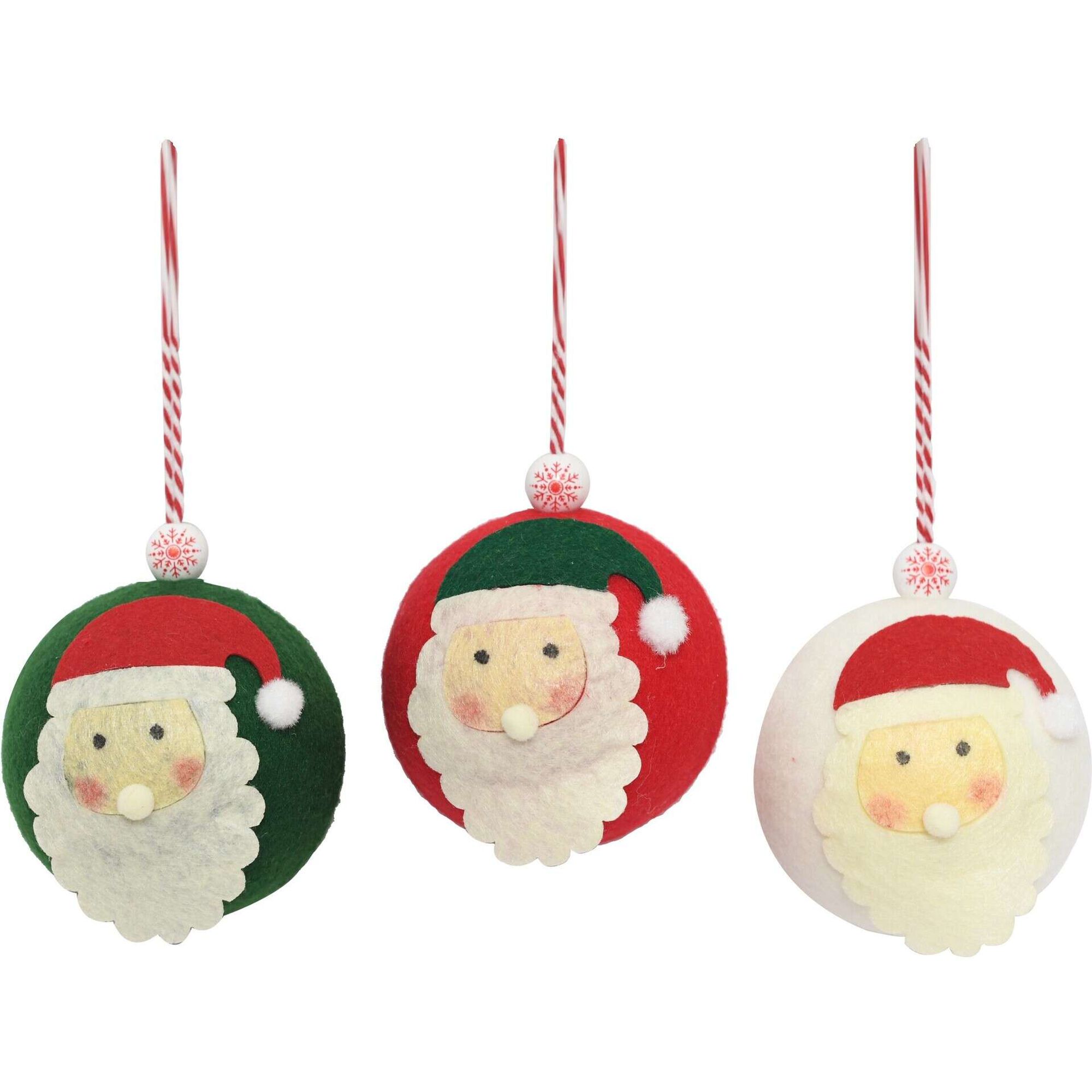 Conjunto 3 Bolas Feltro Pai Natal