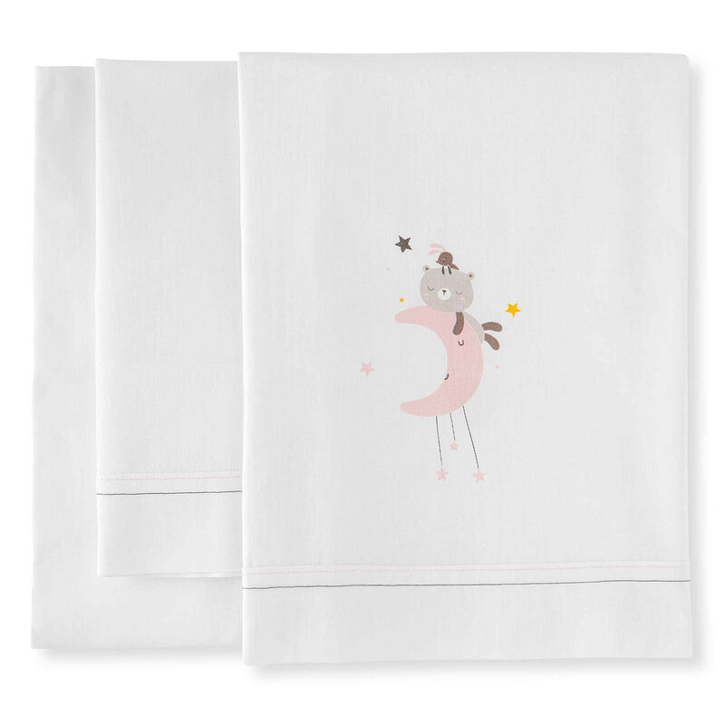 Conjunto Lençóis Rosa Urso Lua Happy Bear