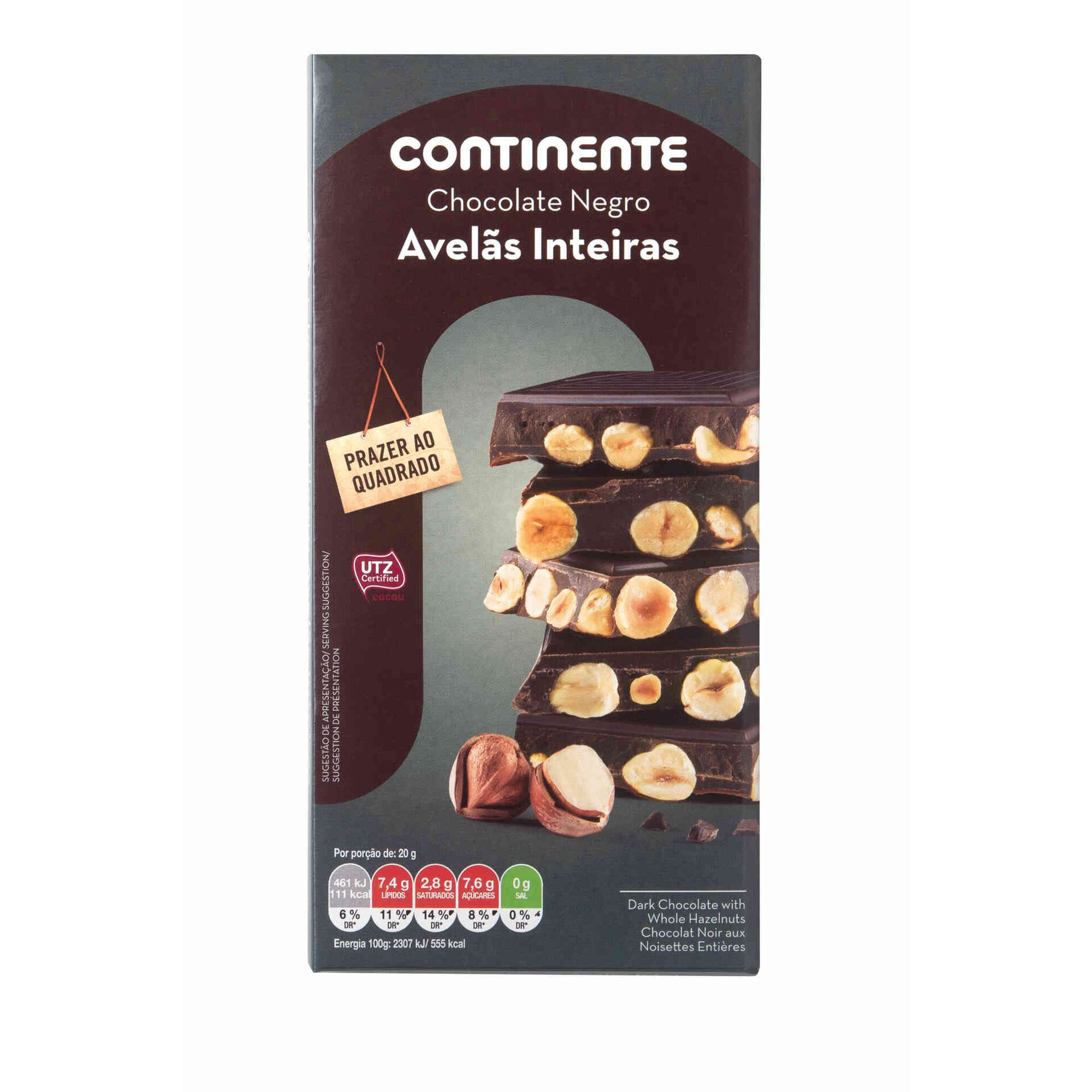Tablete de Chocolate Negro com Avelãs Tablete de Chocolate Negro com Avelãs