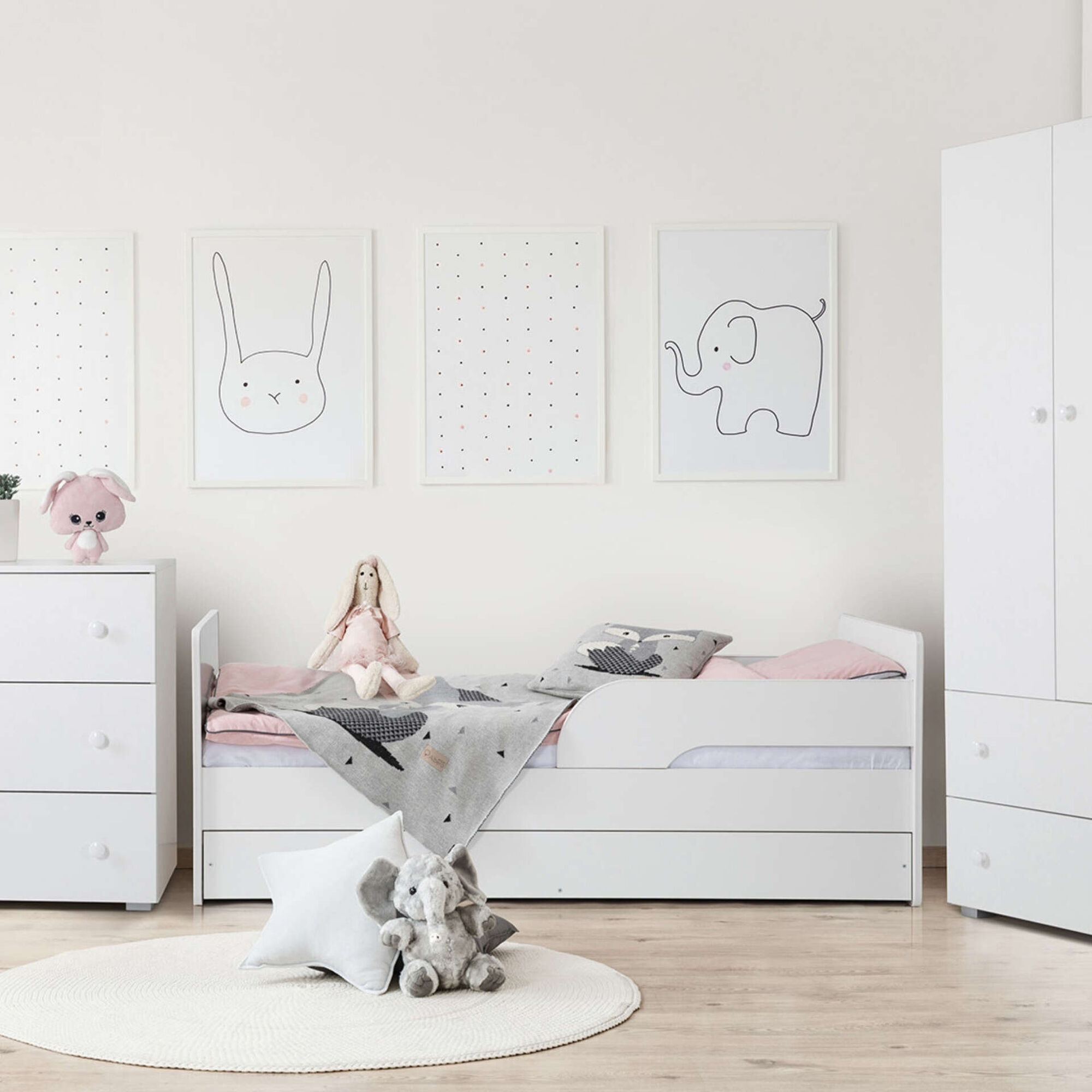 Cama Júnior com Proteção e Gavetão Branco Timo Cama Júnior com Proteção e Gavetão Branco Timo