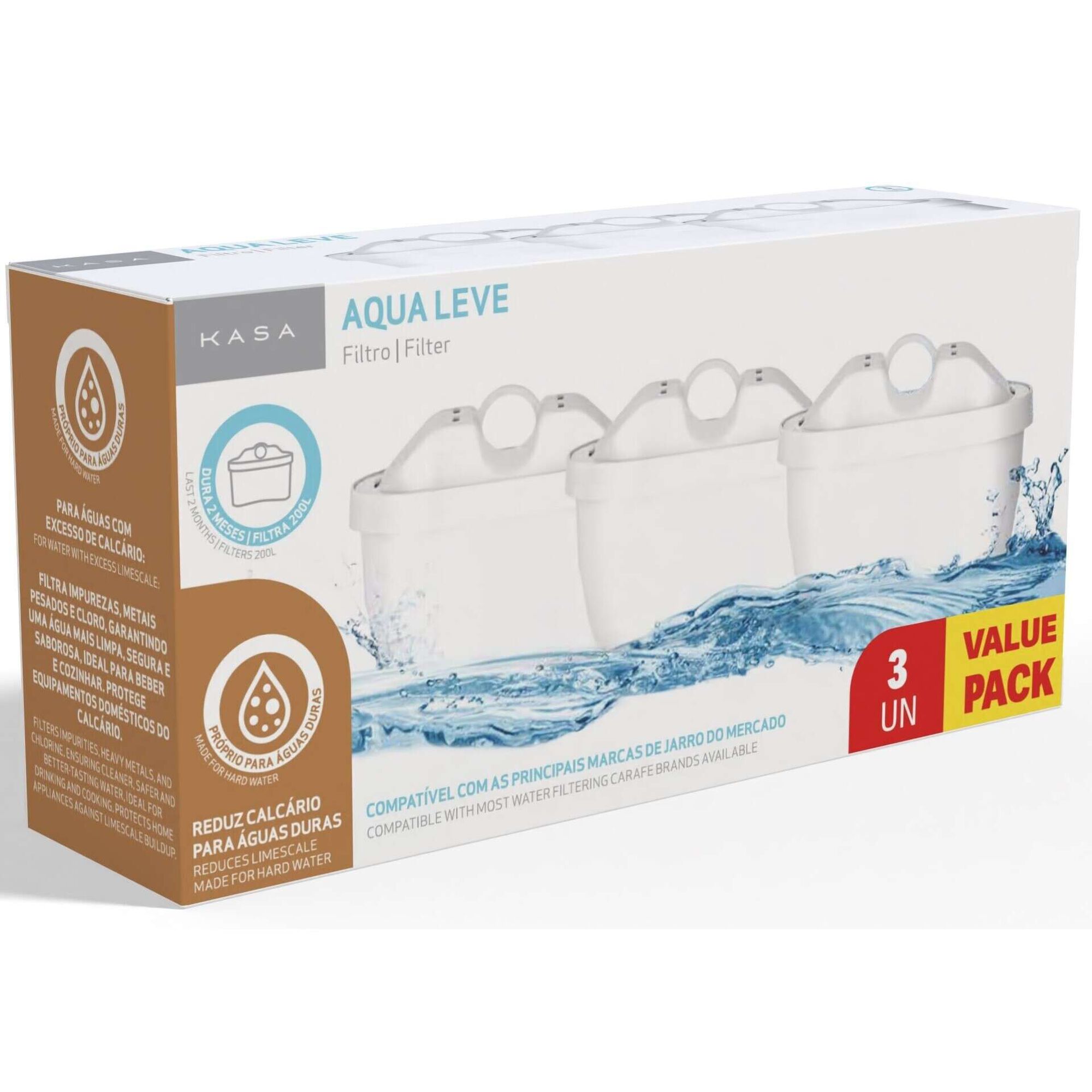 Conjunto 3 Filtros para &Aacute;guas Duras para Jarro Aqua Leve Kasa
