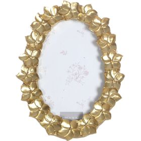 Moldura Oval 10x15cm Flores Dourada