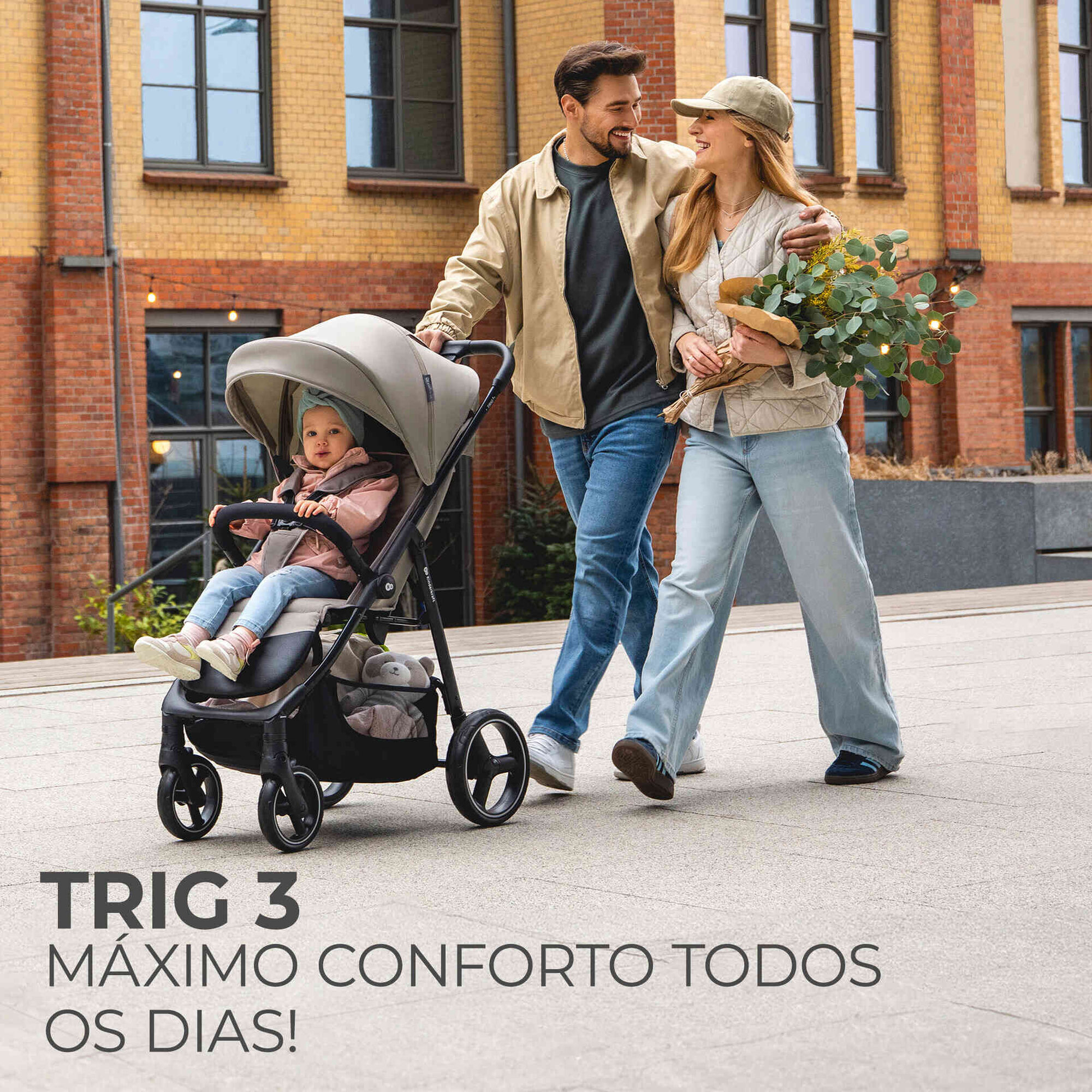 Carrinho de Passeio Trig 3 Stone Bege Kinderkraft