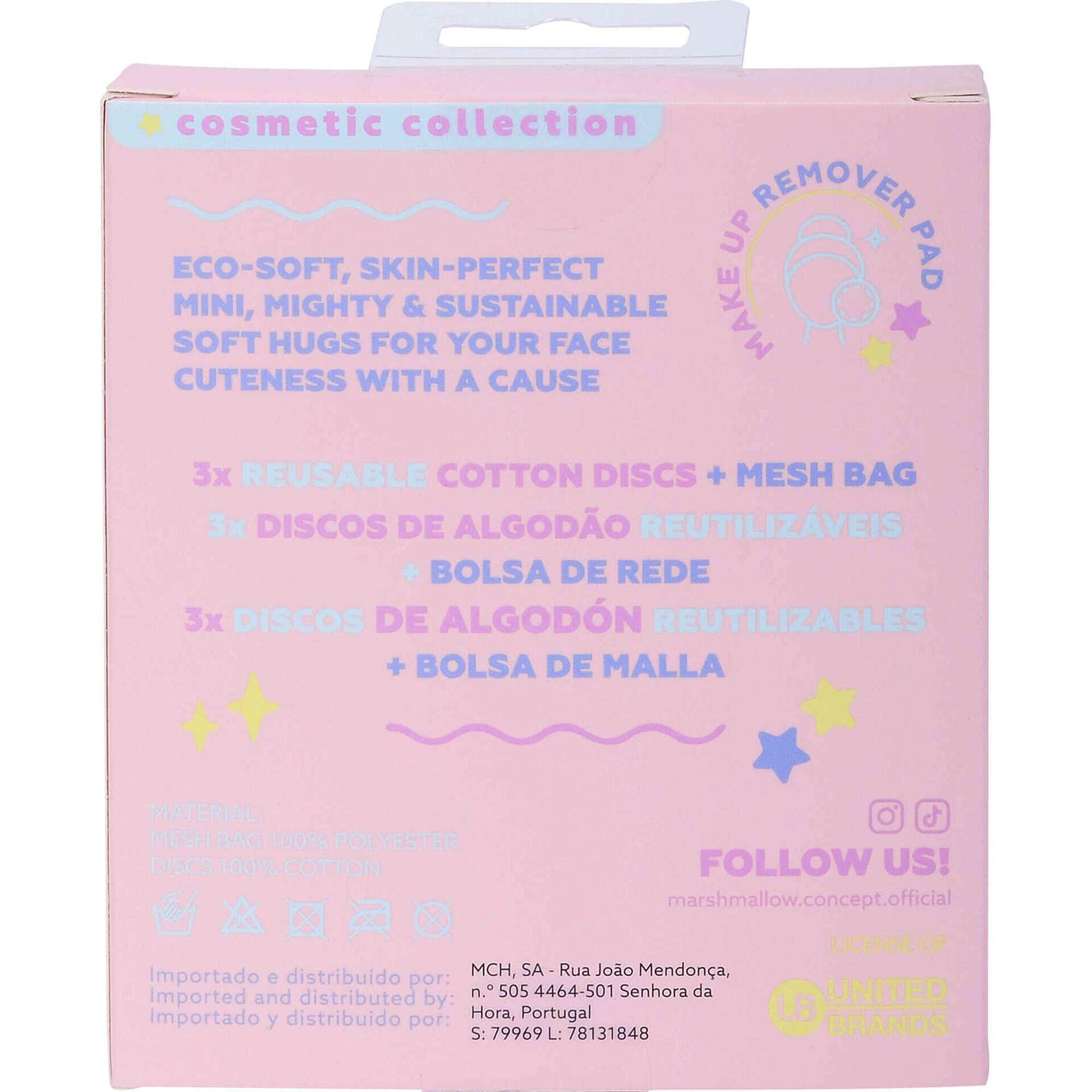 Discos de Algod&atilde;o Reutiliz&aacute;veis e Bolsa de Rede (v&aacute;rias cores) Kasa