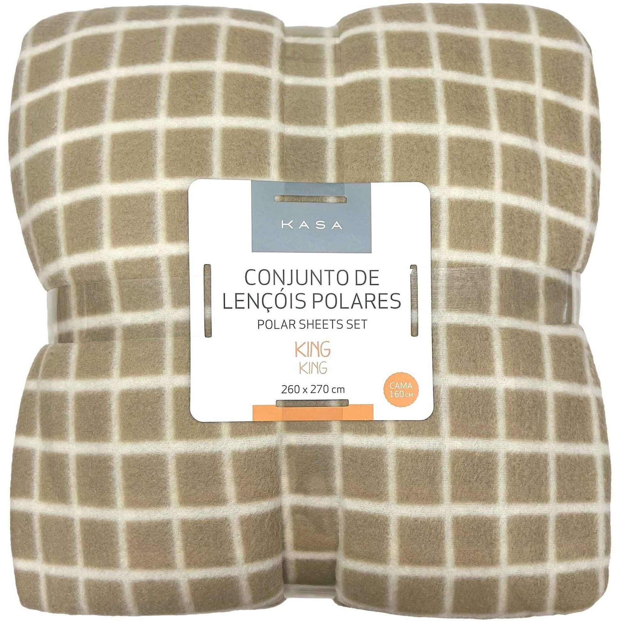 Conjunto de Len&ccedil;&oacute;is Polares 270x260cm Liso Bege Kasa