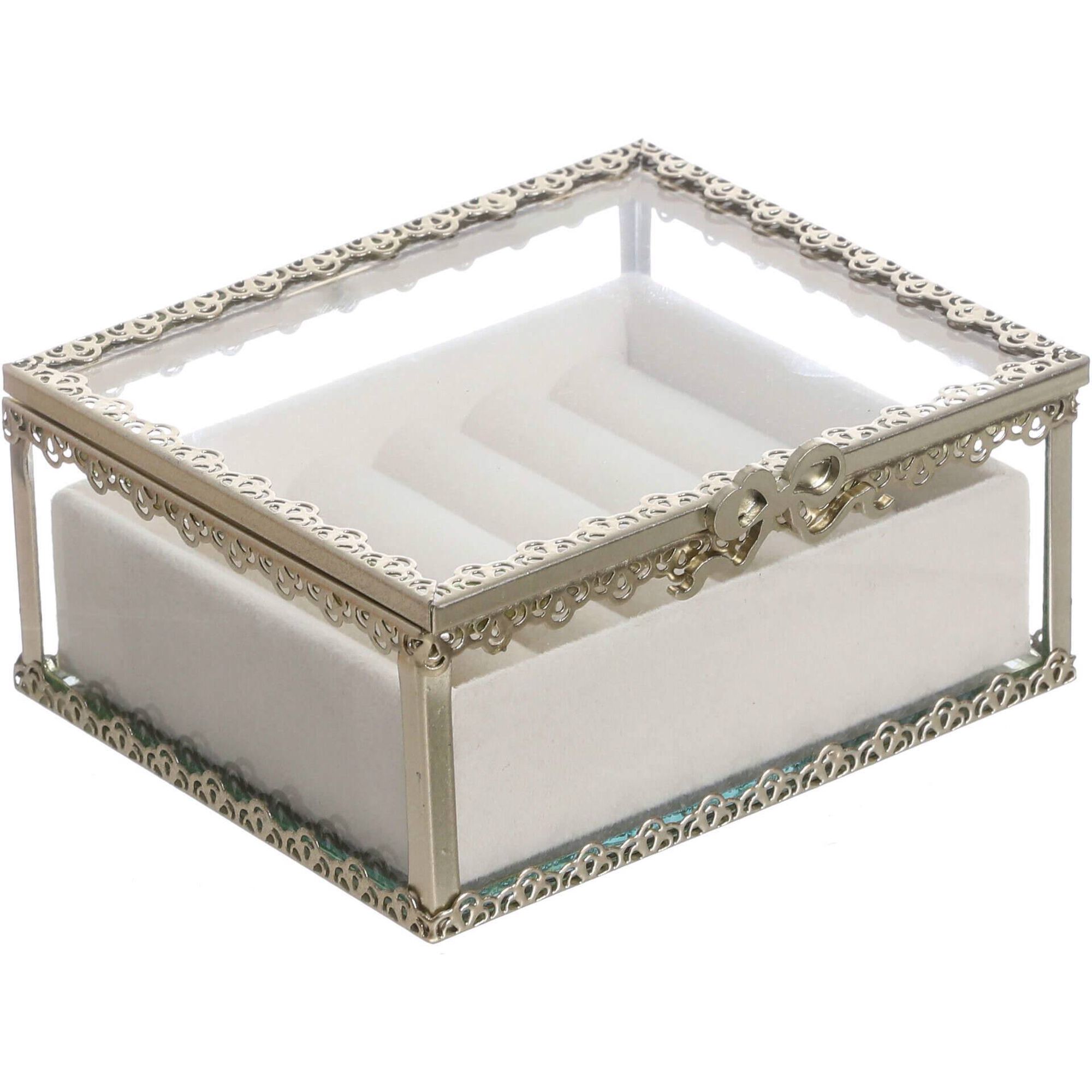 Caixa J&oacute;ias Dourada Quadrada Kasa