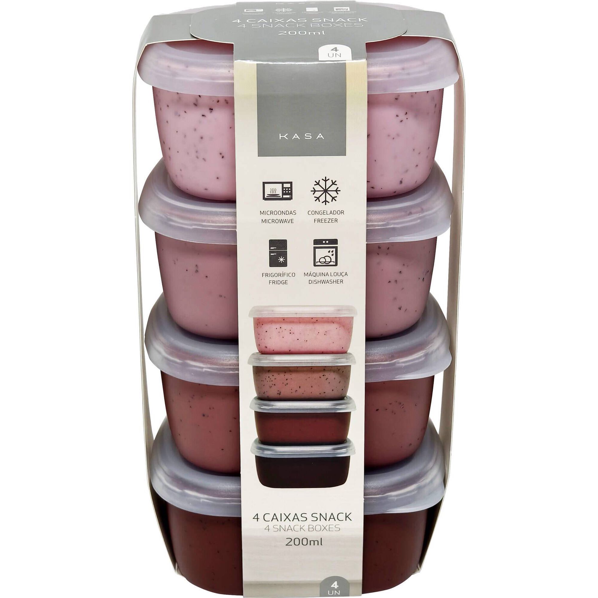 Conjunto 4 Caixas para Snacks Rosa Kasa