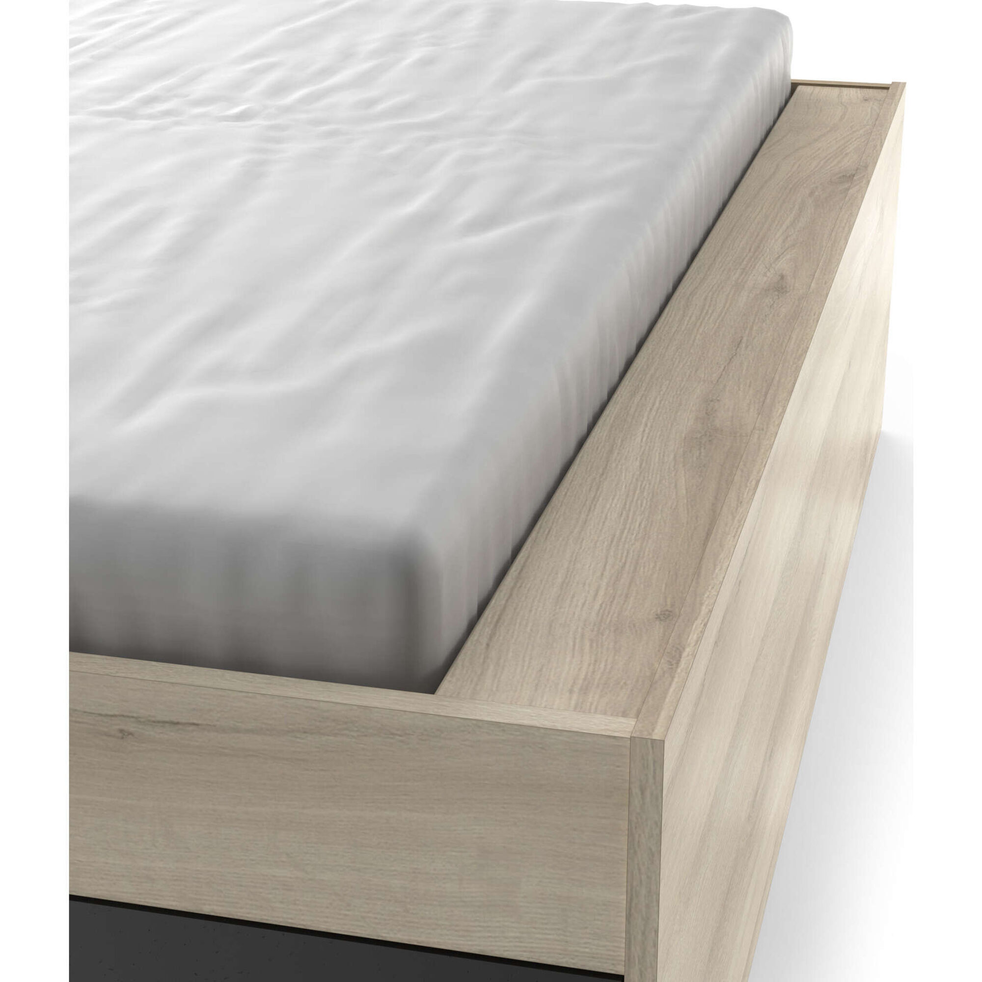 Cama Casal com 4 Gavetas 145x231x113cm Preta e Carvalho Life