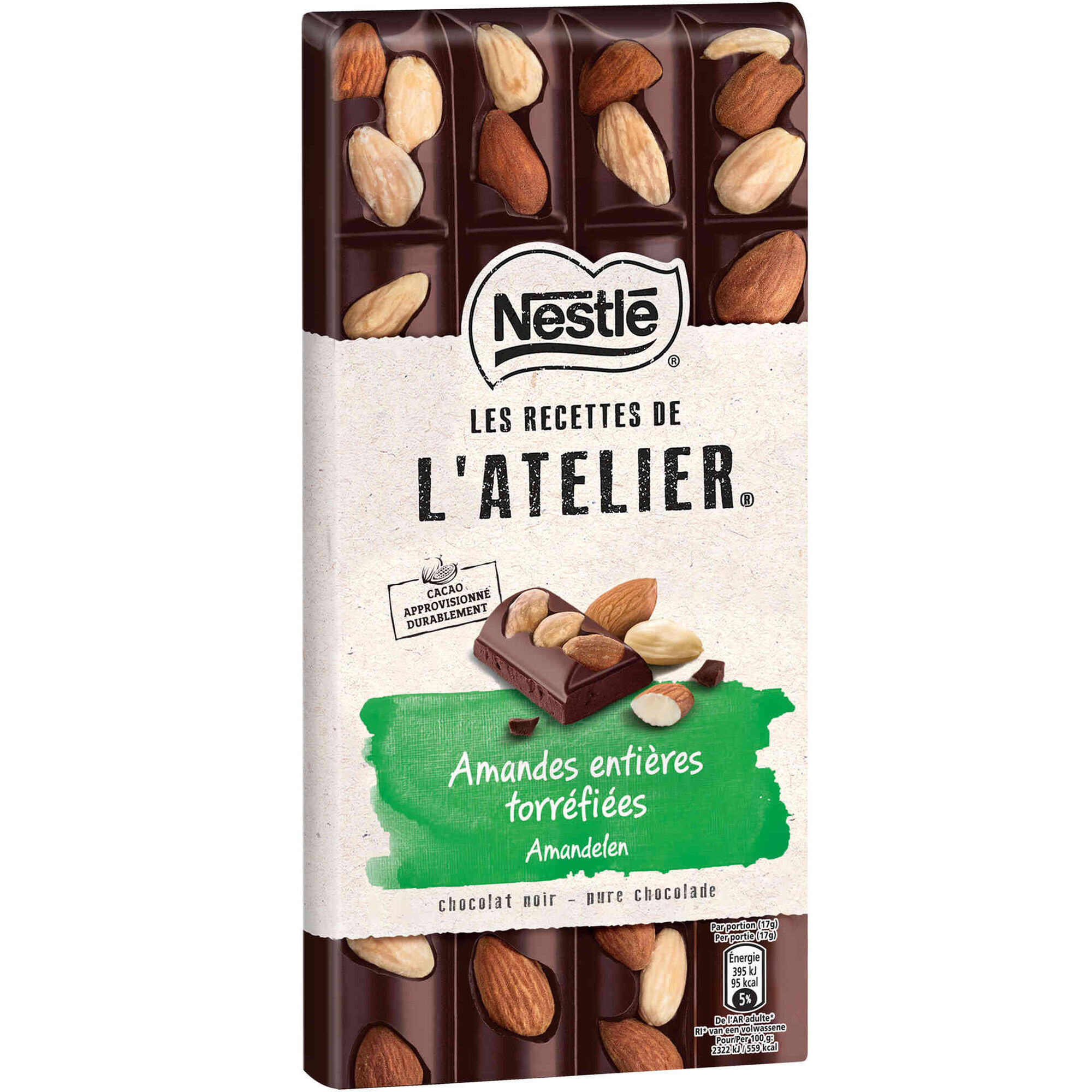 Tablete de Chocolate Negro com Amêndoa Les Recettes de L'Atelier Tablete de Chocolate Negro com Amêndoa Les Recettes de L'Atelier