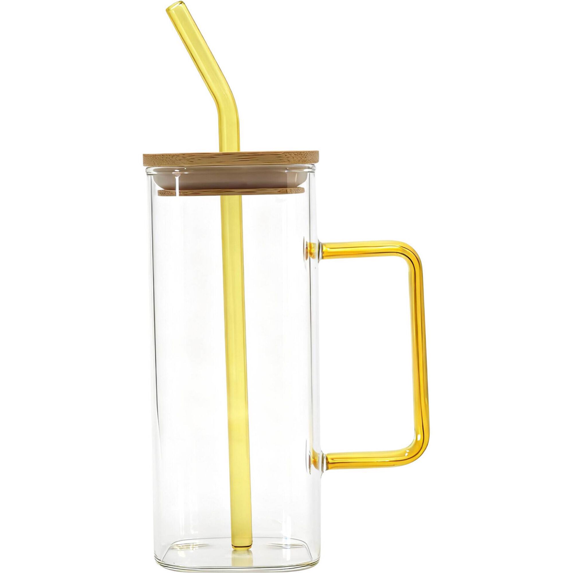 Copo com Palhinha e Asa 370ml Amarelo Kasa