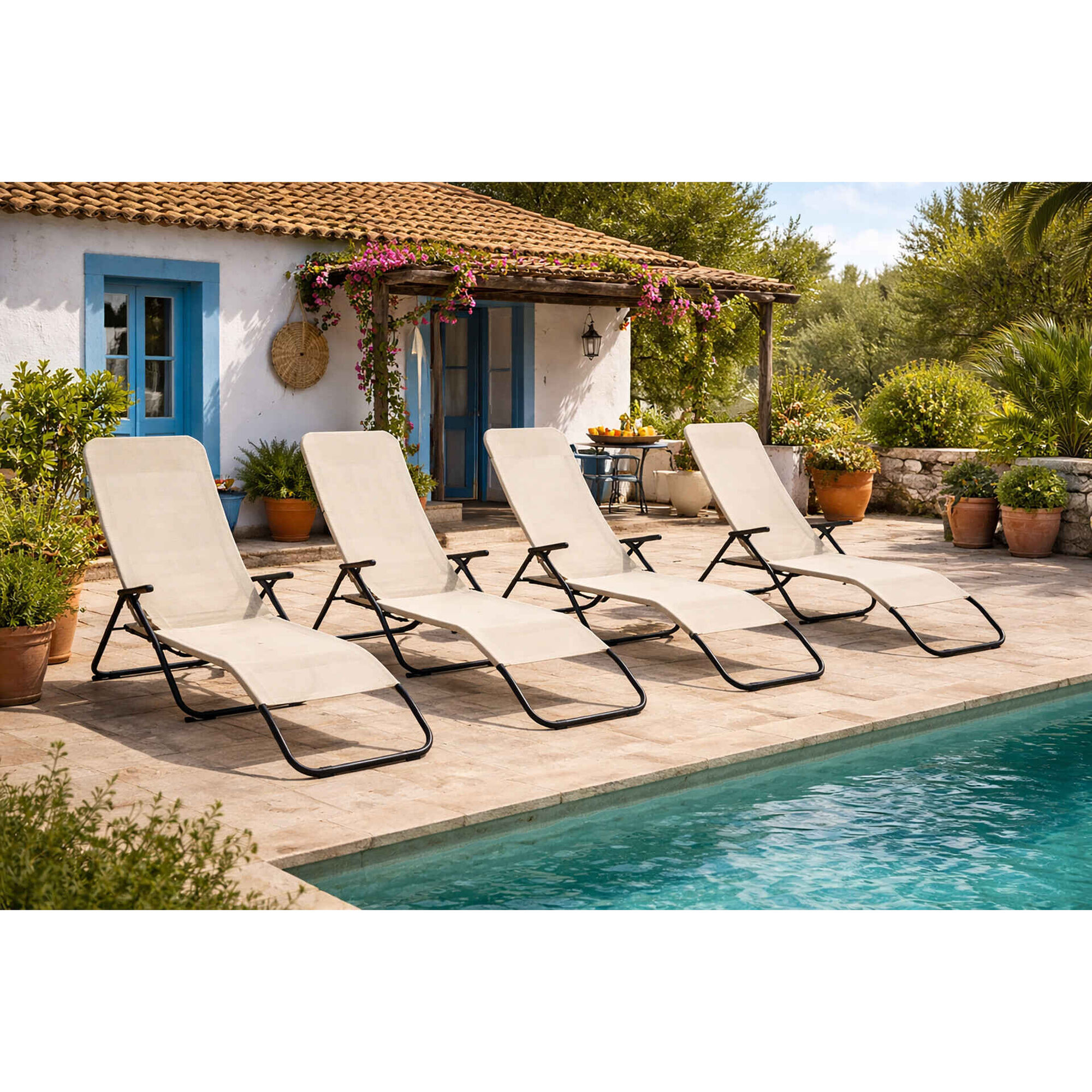 Espregui&ccedil;adeira 140x60x96cm Bege Ibiza Kasa