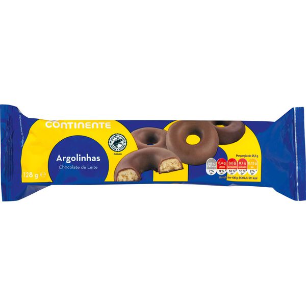 Bolachas Cobertura Chocolate de Leite Argolinhas Continente