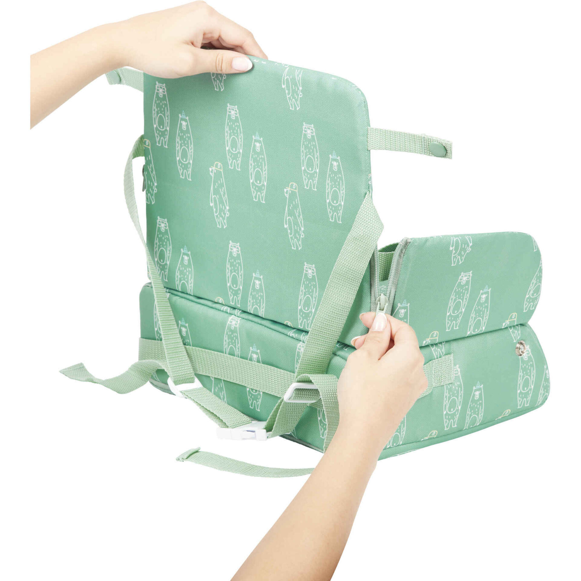 Assento de Refeição Portátil e Lancheira Verde